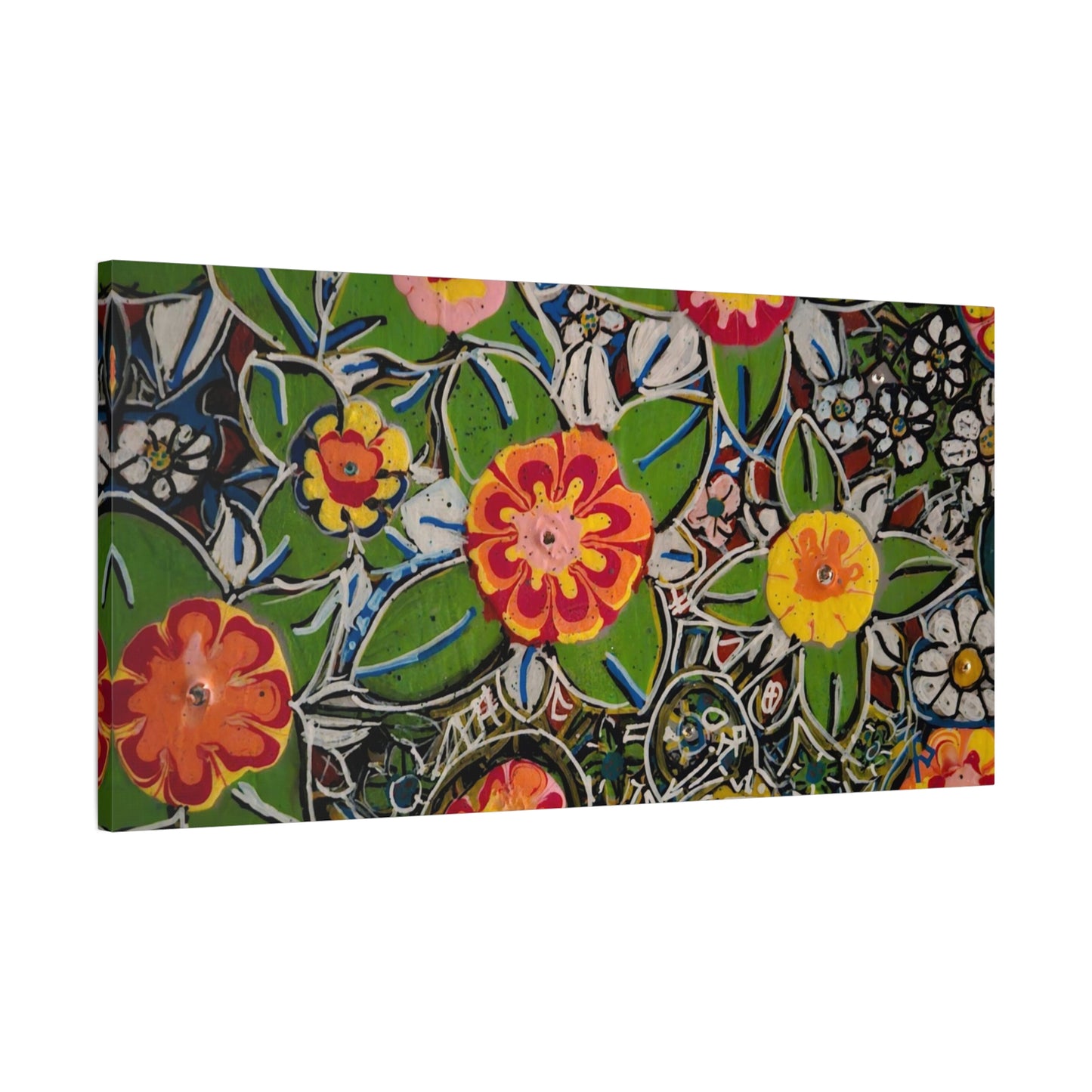 Urban_gardening-04 - Floral Pop Matte Stretched Canvas – Colorful Hand-Painted Garden Wall Art