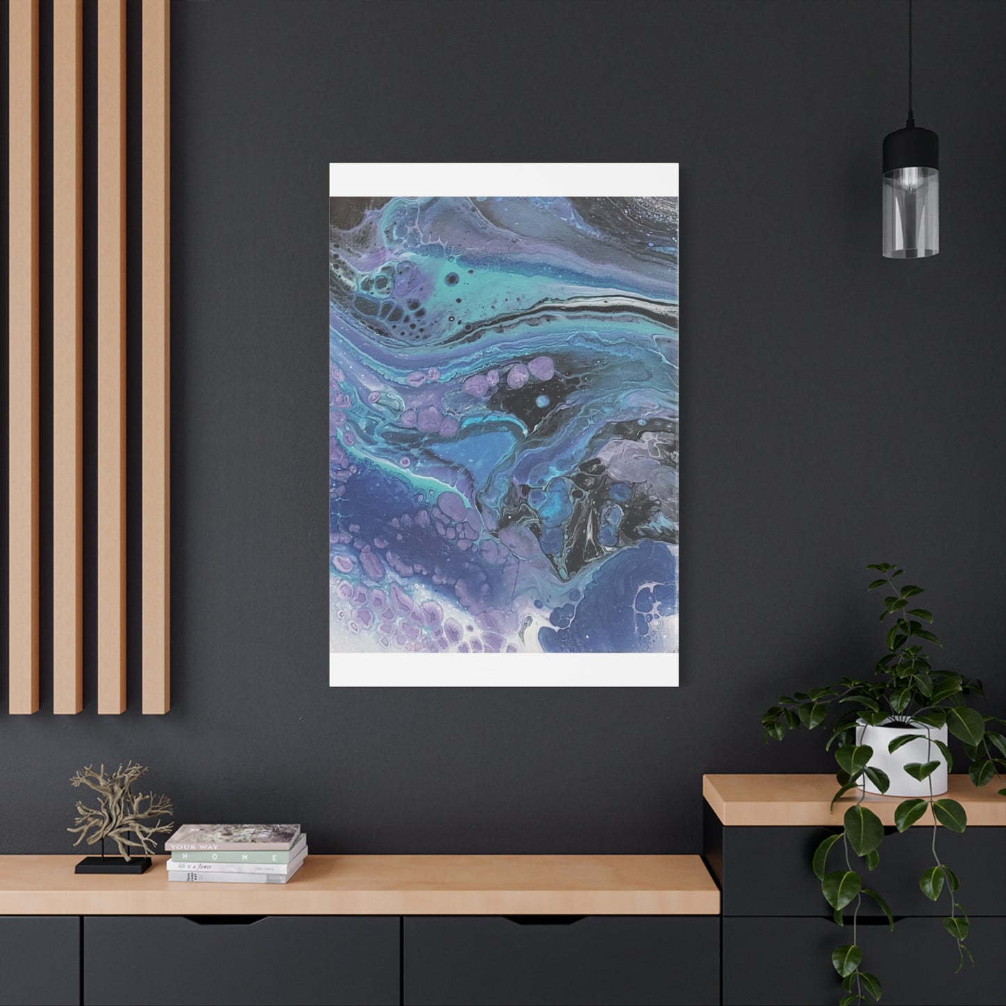 Abstract Ocean Wave Matte Canvas Print — Blue & Purple Fluid Art, Stretched 1.25"