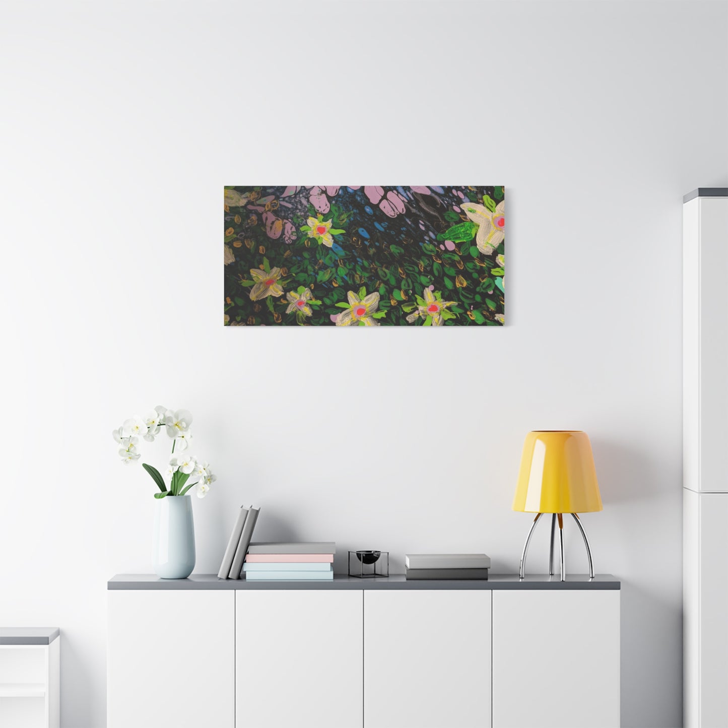 Floetrol&Flowers - Night Pour Garden Matte Canvas Print — Stretched Wall Art