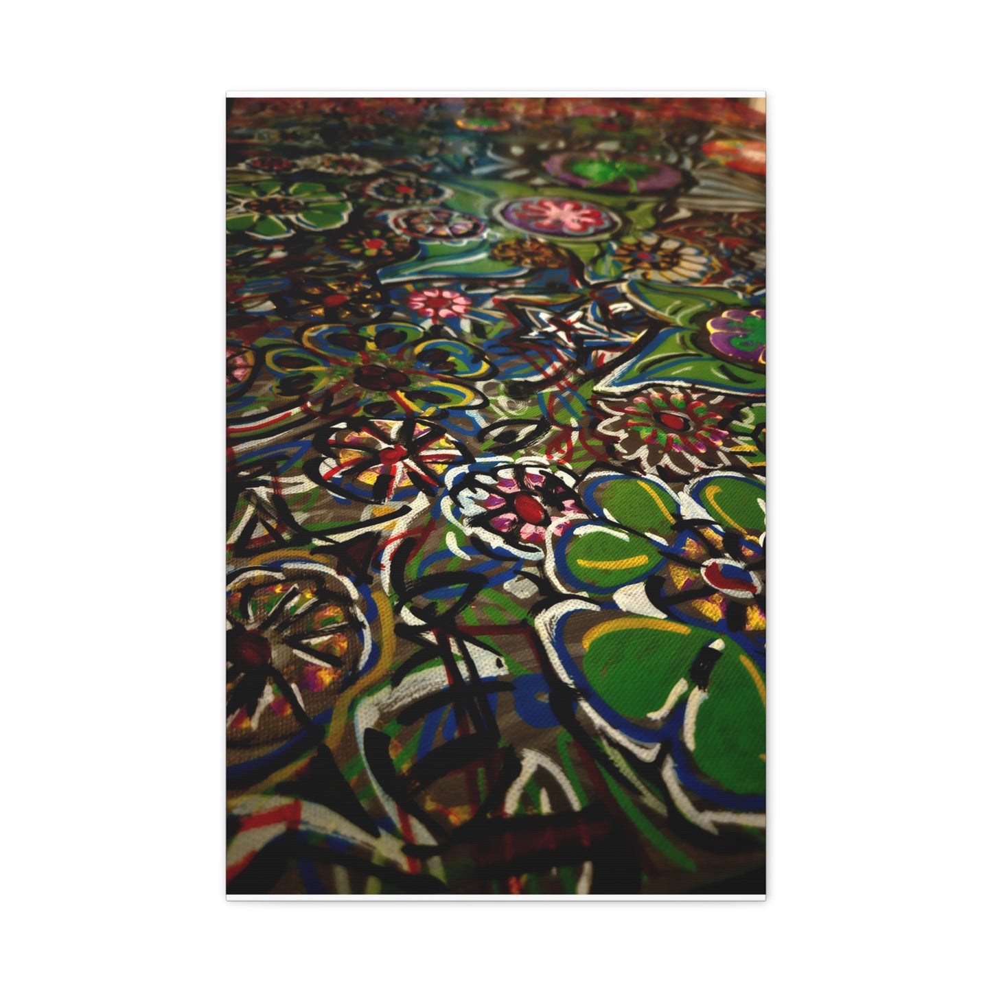 Urban_Gardening - Abstract Floral Canvas Print — Colorful Street-Art Style Stretched Wall Art