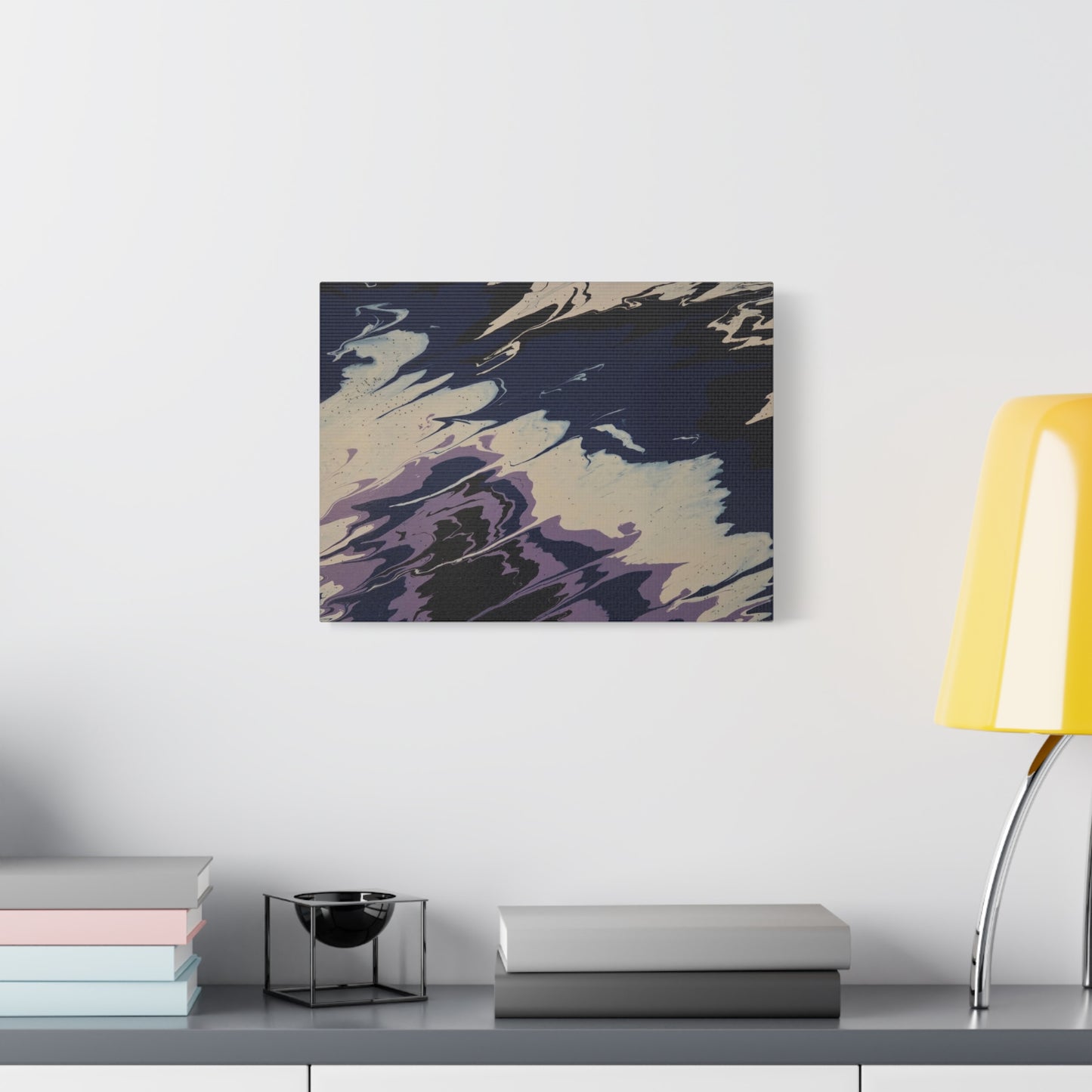 Abstract Navy & Lavender Wave Matte Stretched Canvas (1.25")
