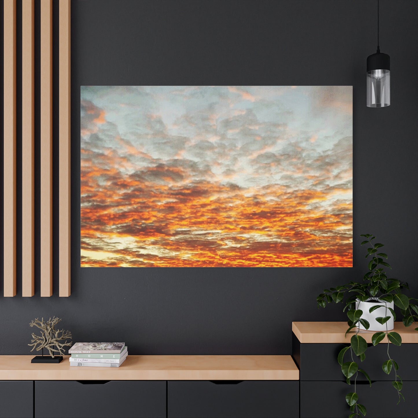 Sunset Sky Canvas Print — Orange Cloudscape Matte Stretched Wall Art