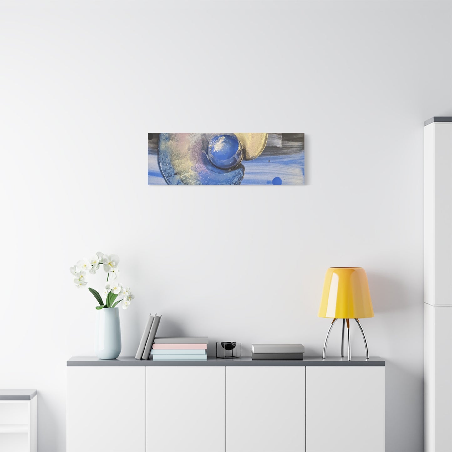 the nautilus - Abstract Blue Spiral Matte Canvas Art - Nautical Coastal Wall Decor