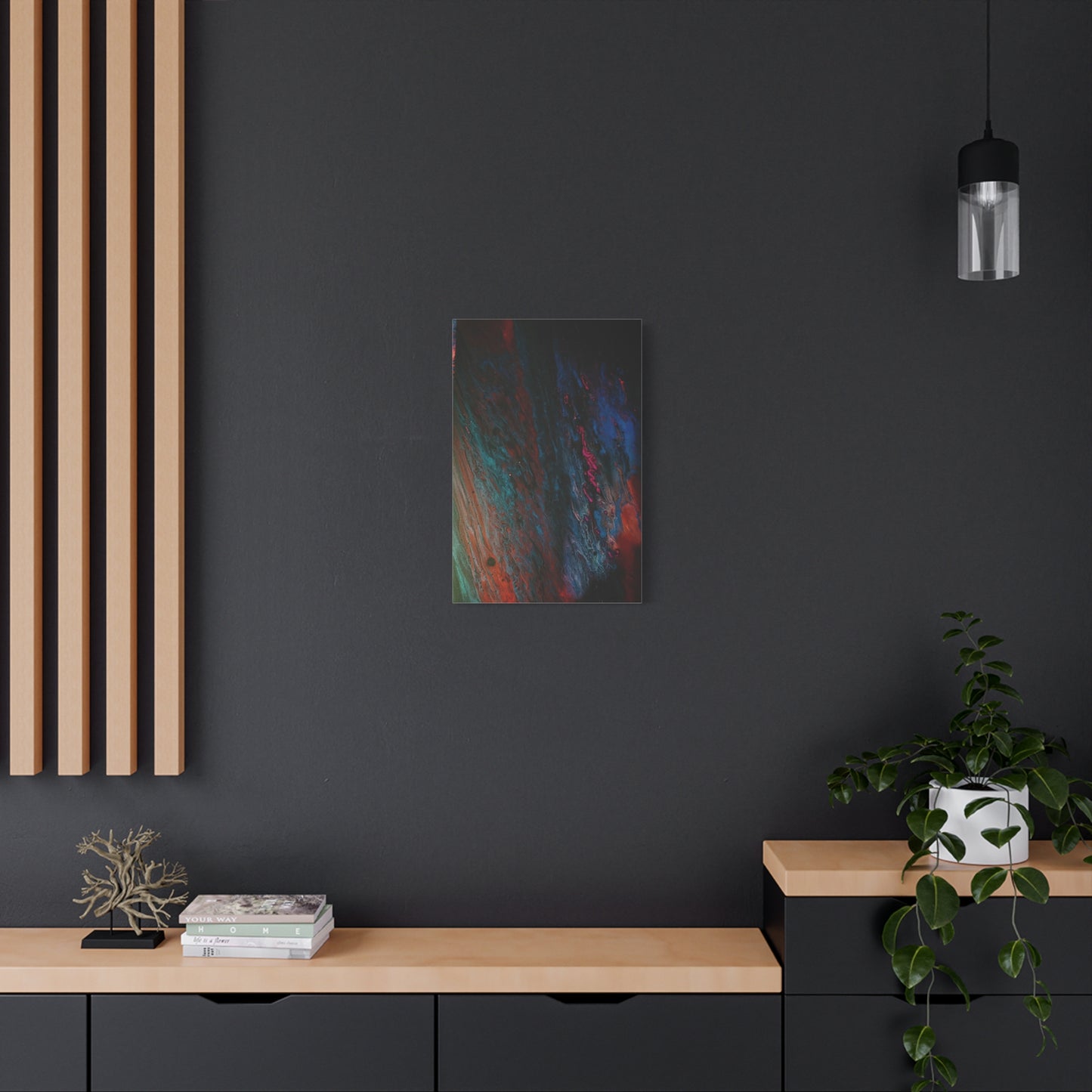 Abstract Fluid Art Canvas Wall Art - Jupiter pour — Vibrant Ocean Night Matte Stretched Canvas