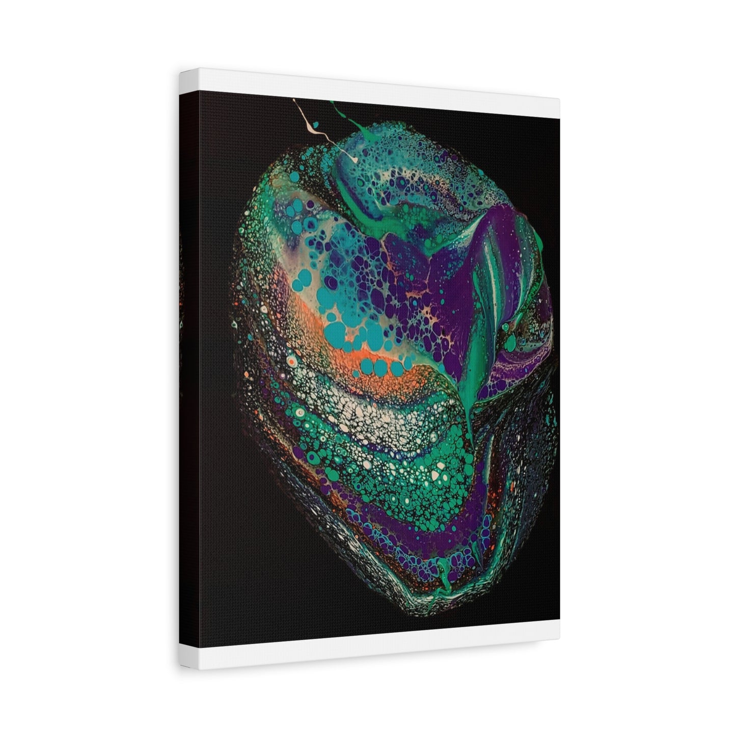 Abstract Fluid Art Canvas Print — Teal, Purple & Gold Swirl Matte Stretched Wall Art