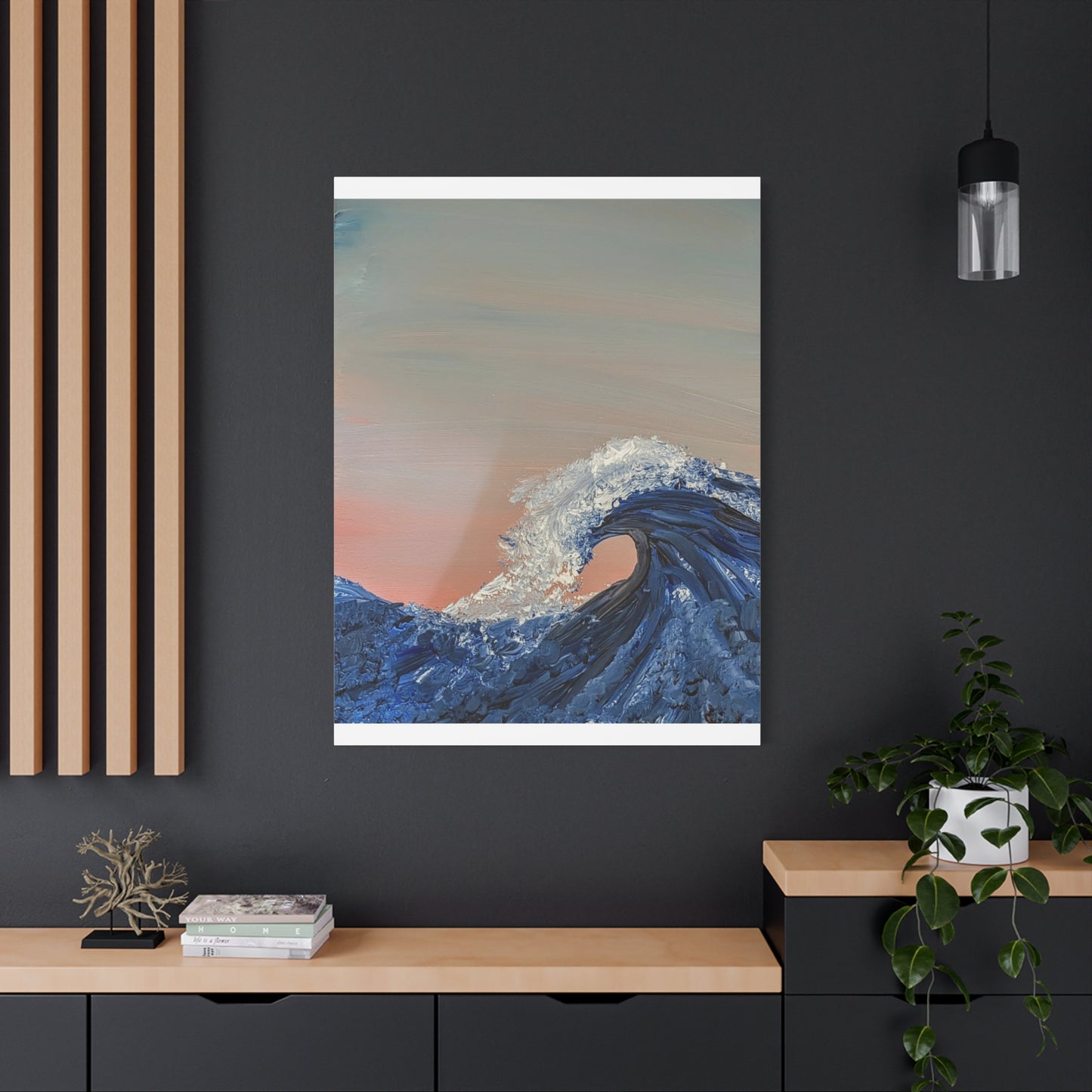 California_Coast - Ocean Wave Canvas Art — Blue Wave Seascape Matte Stretched Canvas