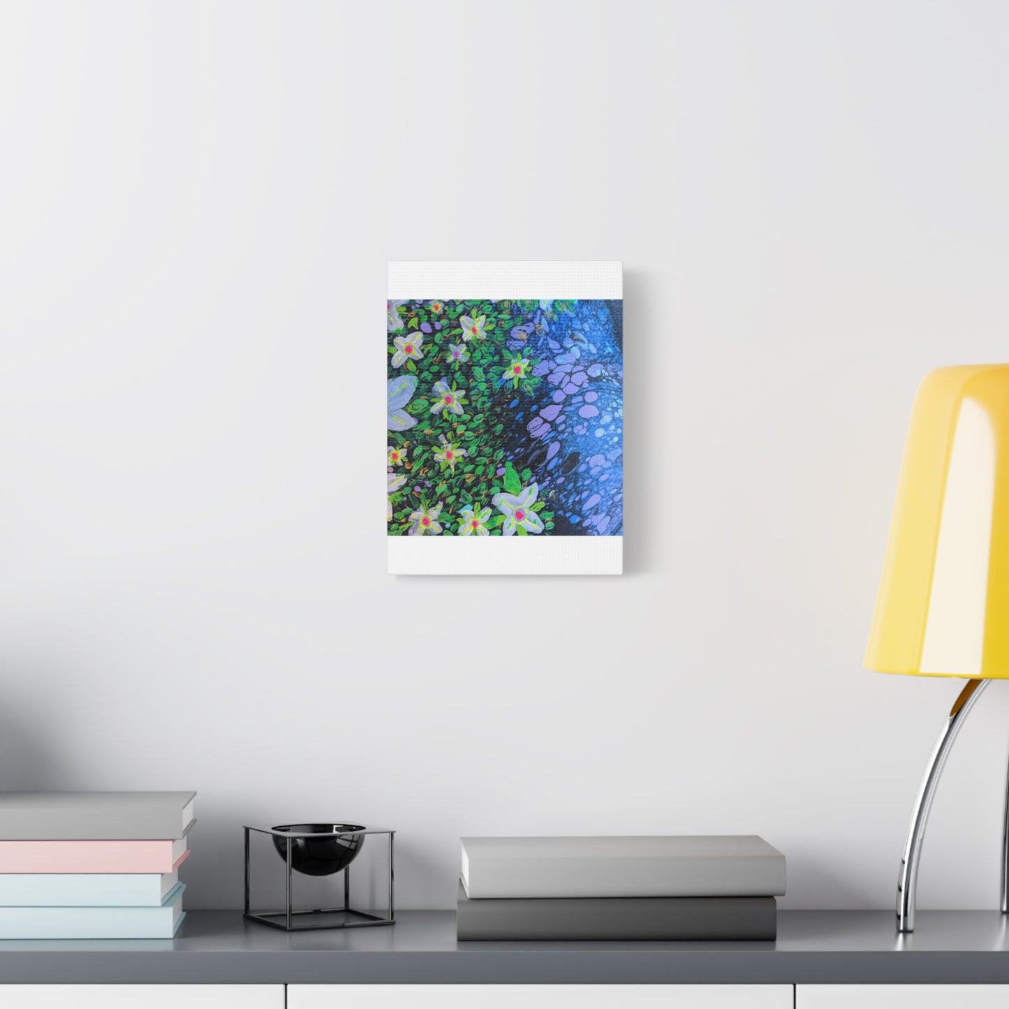 Floetrol&Flowers -  Reef Matte Canvas Wall Art — Blue & Green Abstract Flower Painting