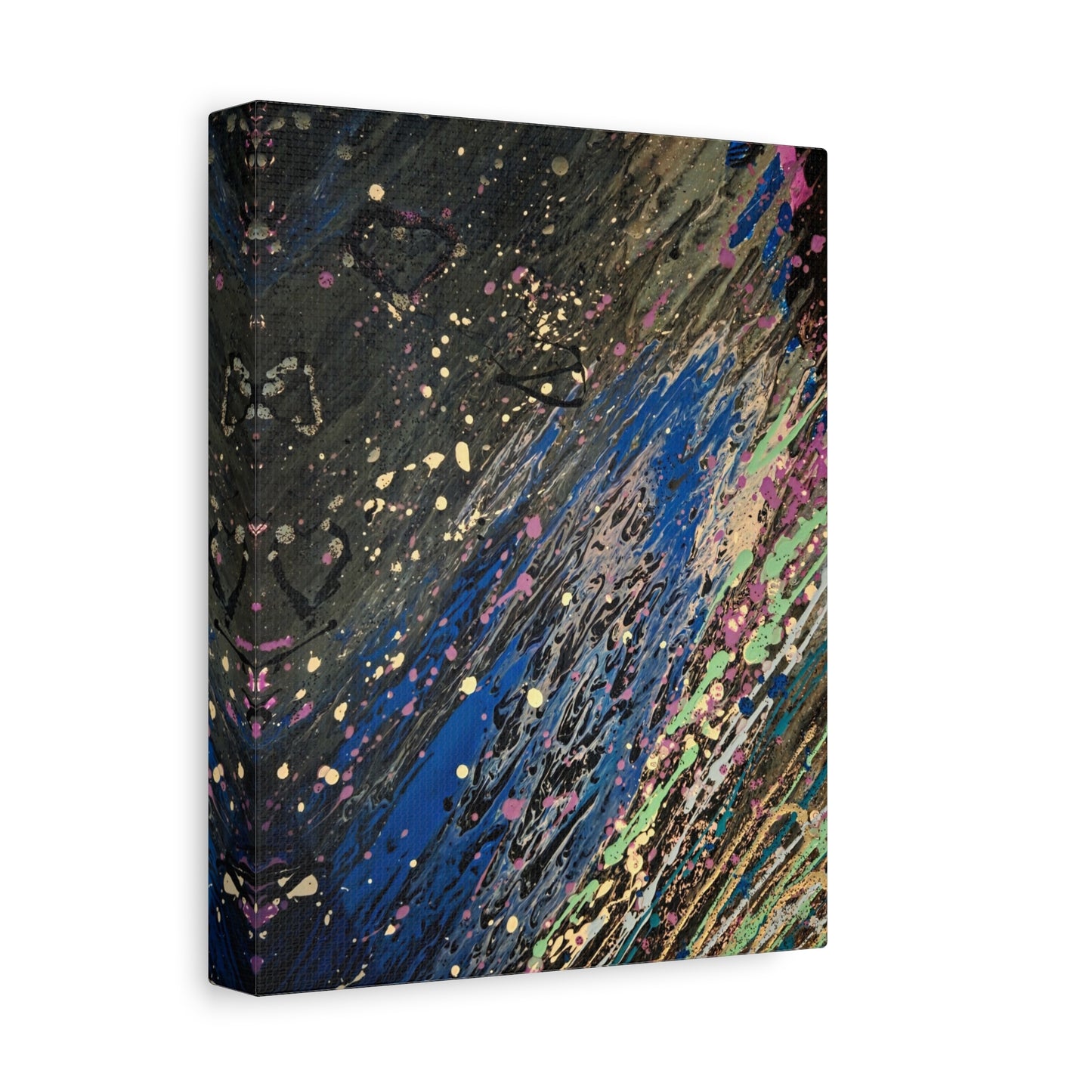 Abstract Splatter Matte Canvas Print — Colorful Fluid Art Wall Decor, Stretched 1.25"