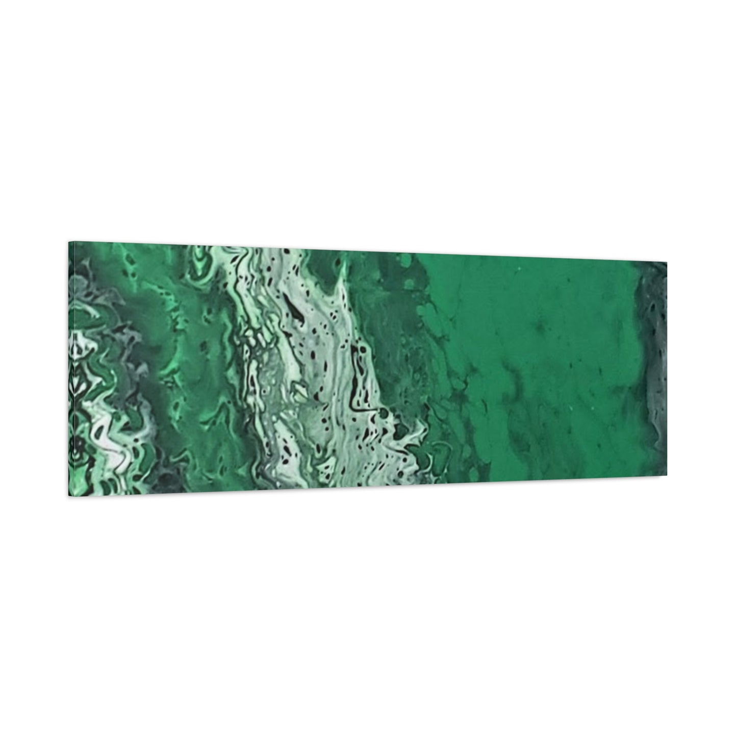 Emerald Wave Abstract Canvas Print — Matte Stretched Wall Art