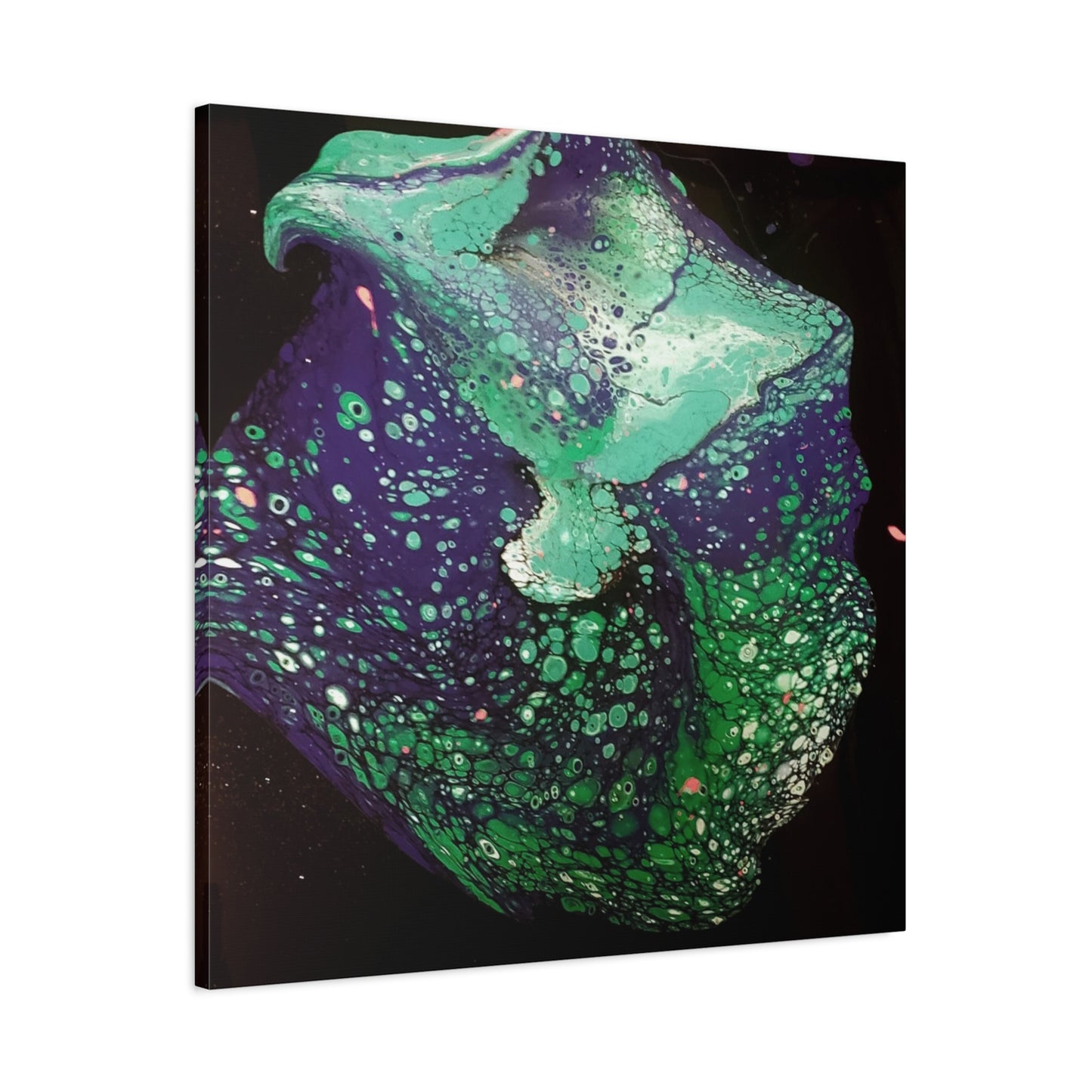 Abstract Green & Teal Fluid Art Canvas Print - Matte Stretched Wall Art