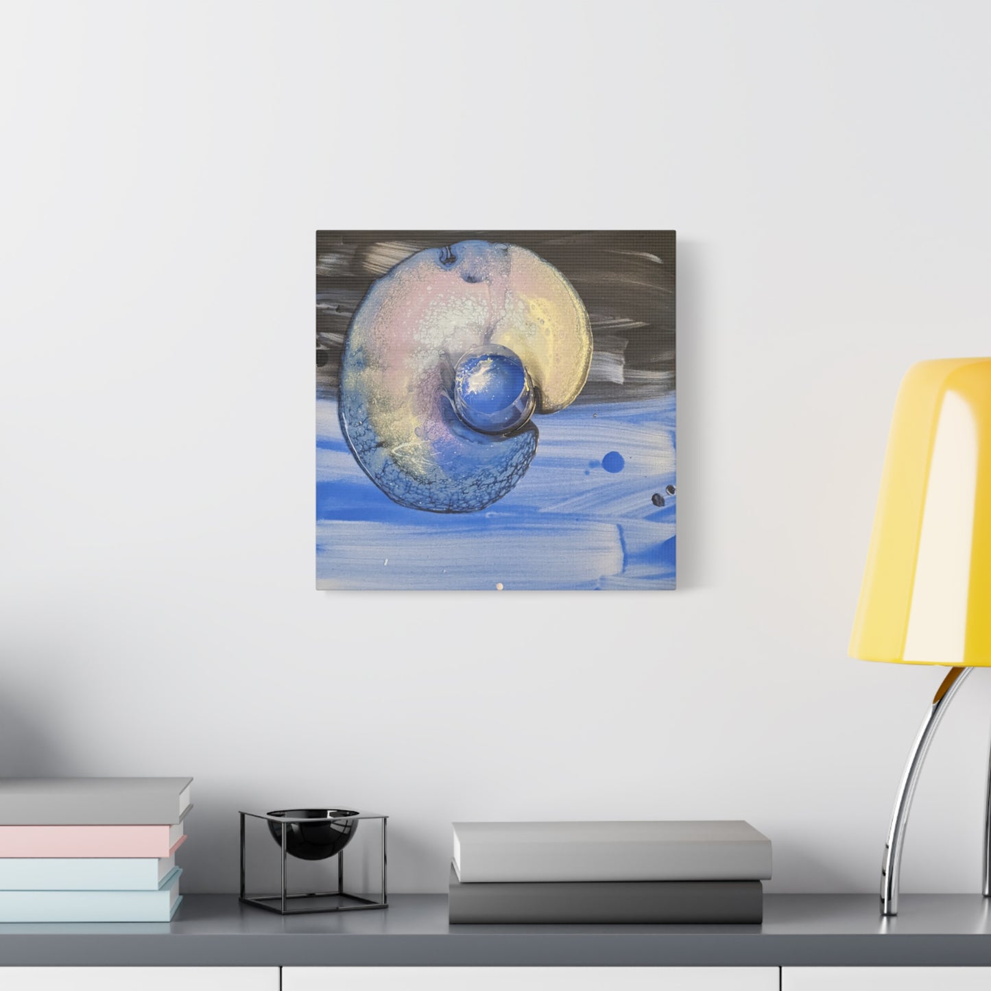 the nautilus - Abstract Blue Spiral Matte Canvas Art - Nautical Coastal Wall Decor
