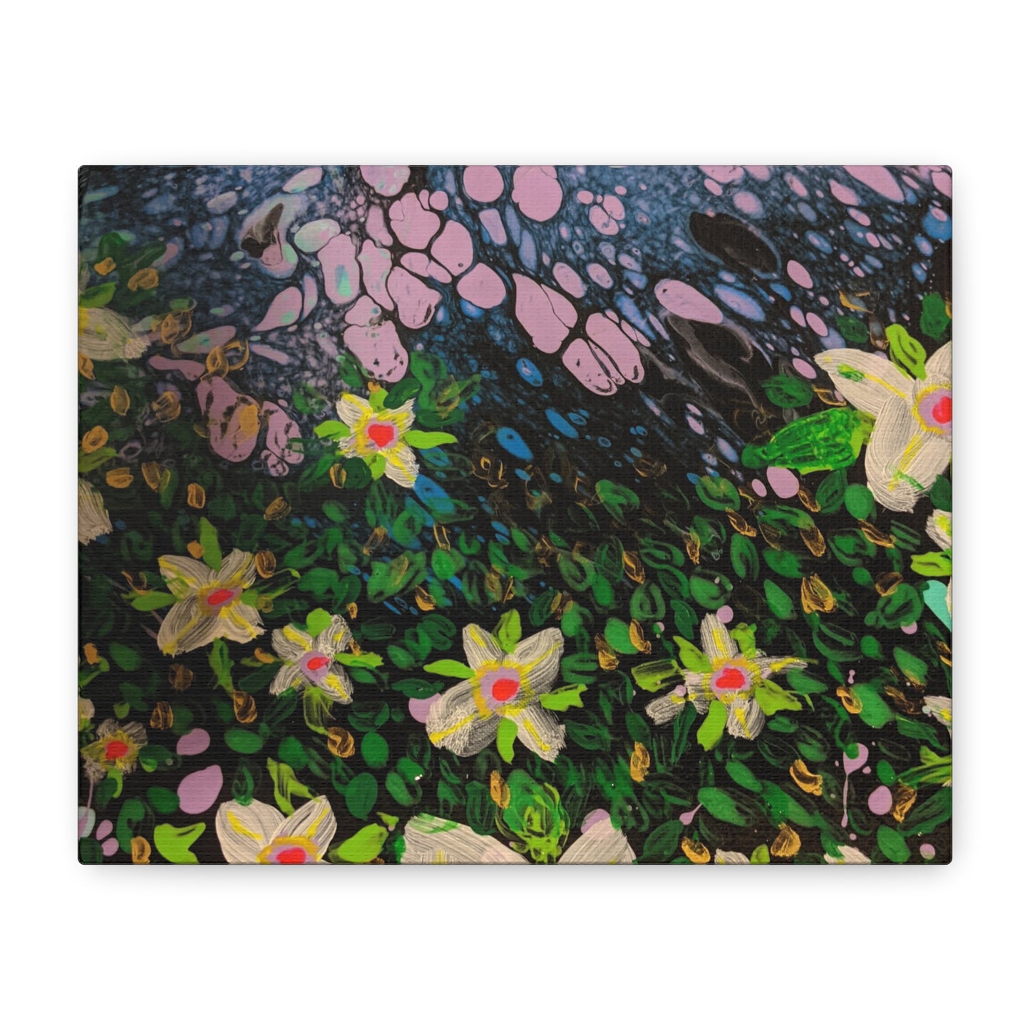 Floetrol&Flowers - Night Pour Garden Matte Canvas Print — Stretched Wall Art