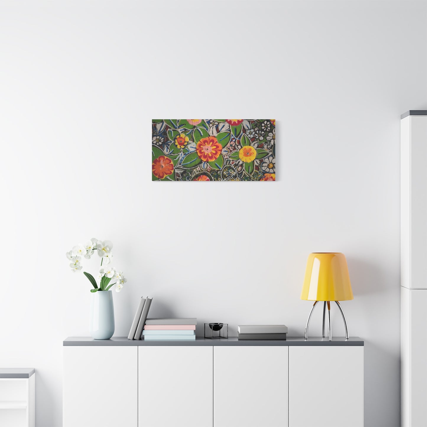 Urban_gardening-04 - Floral Pop Matte Stretched Canvas – Colorful Hand-Painted Garden Wall Art