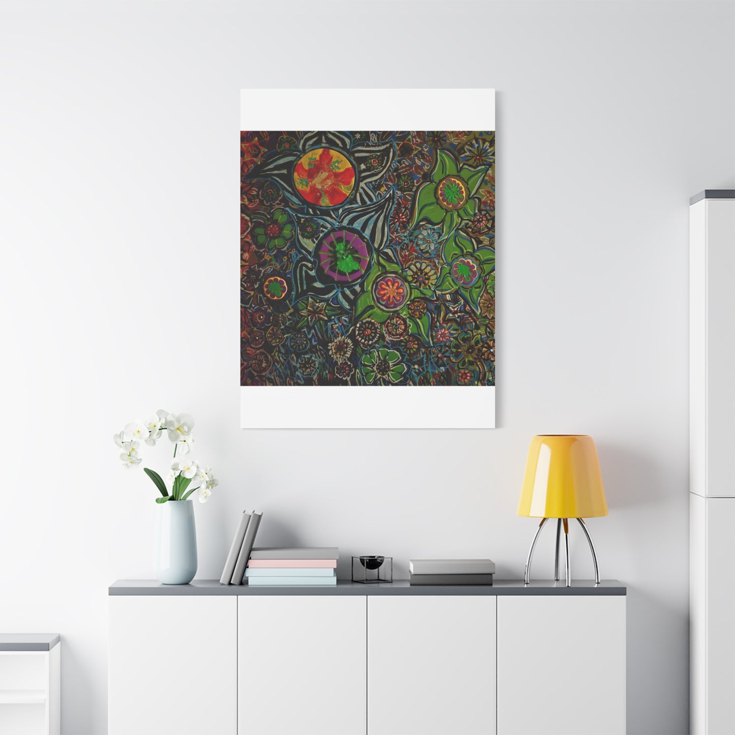 Urban_gardening-03 - Psychedelic Floral Canvas Print — Vibrant Abstract Garden Wall Art