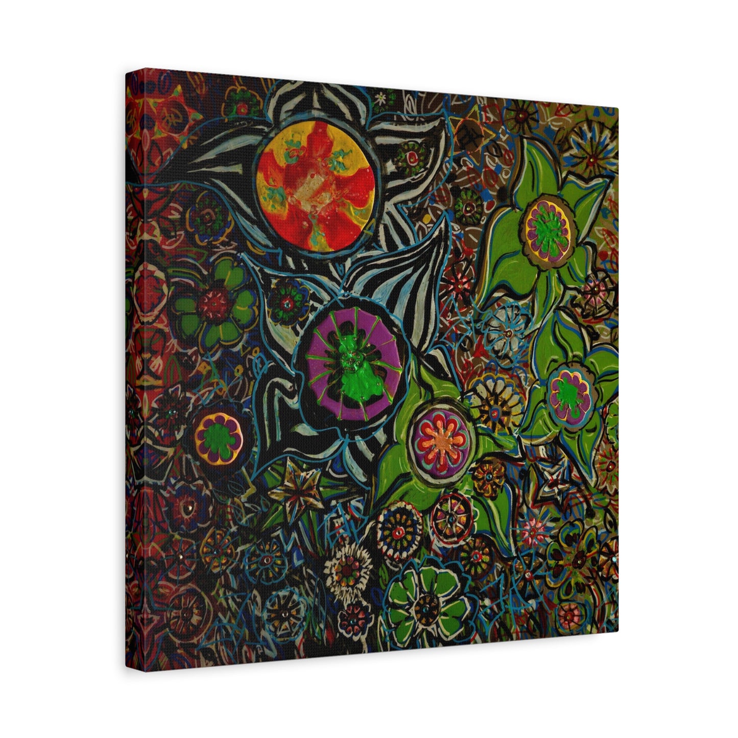 Urban_gardening-03 - Psychedelic Floral Canvas Print — Vibrant Abstract Garden Wall Art
