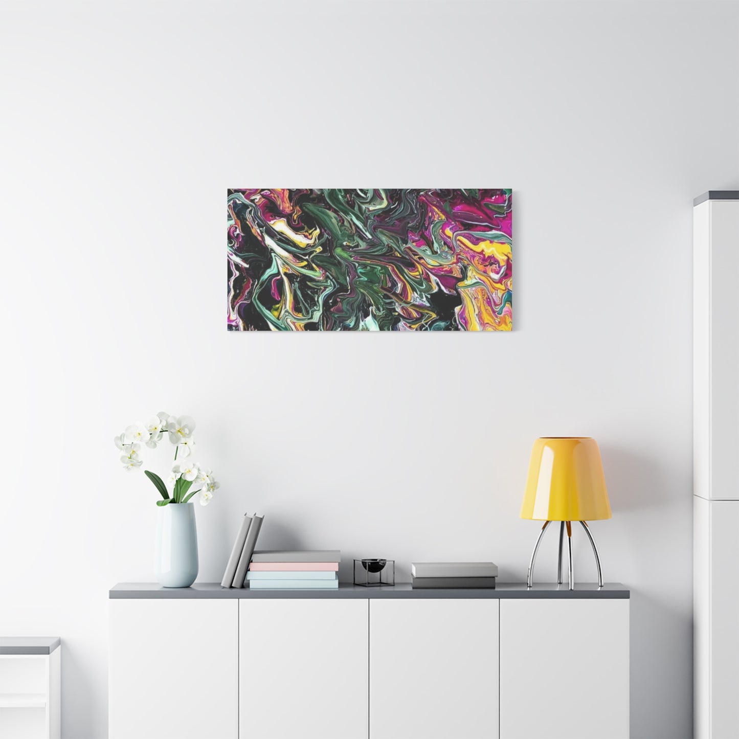 chaos in the garden - Abstract Fluid Art Matte Canvas Print - Colorful Swirl Wall Art