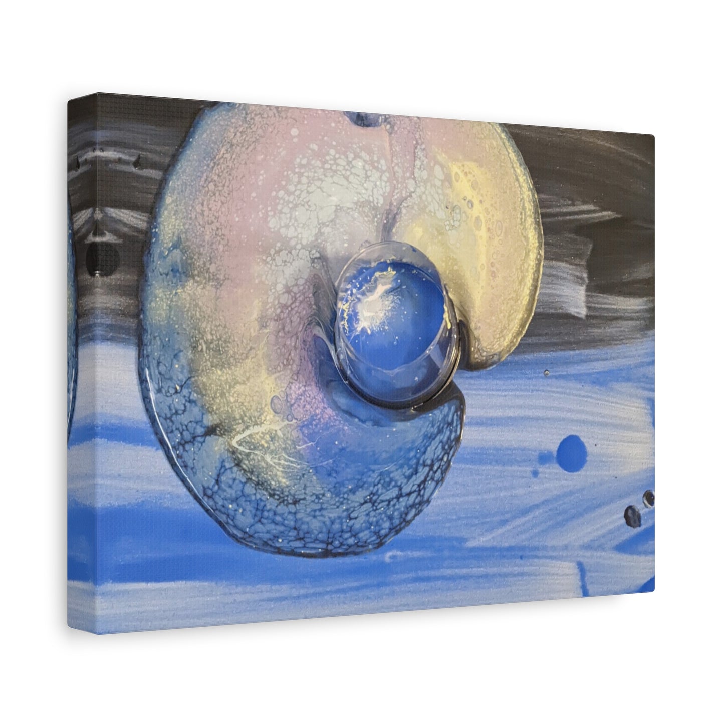the nautilus - Abstract Blue Spiral Matte Canvas Art - Nautical Coastal Wall Decor