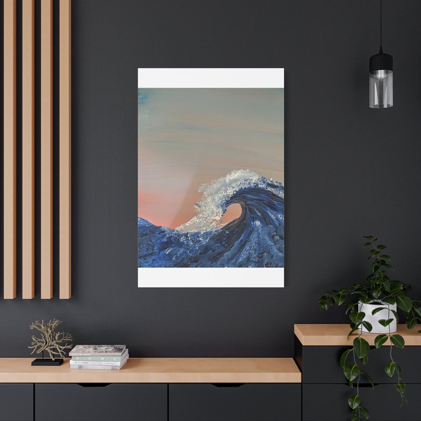 California_Coast - Ocean Wave Canvas Art — Blue Wave Seascape Matte Stretched Canvas