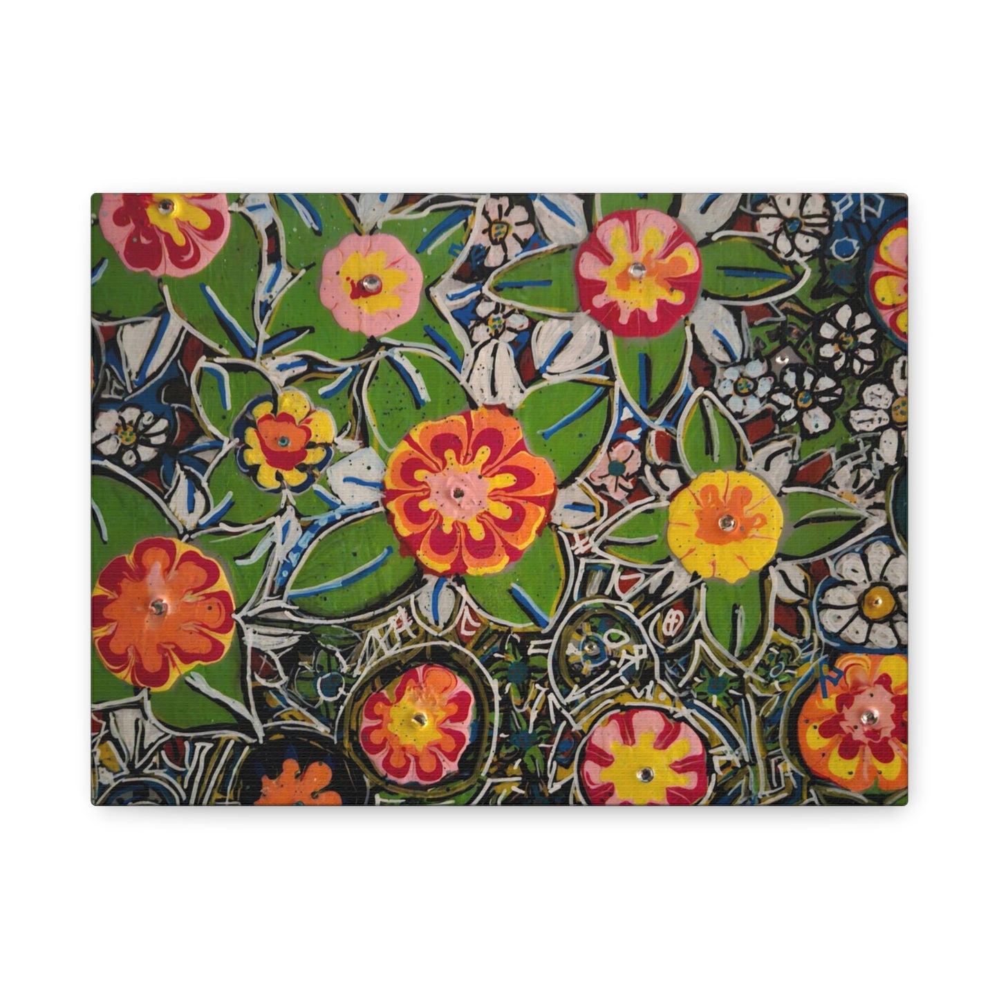 Urban_gardening-04 - Floral Pop Matte Stretched Canvas – Colorful Hand-Painted Garden Wall Art