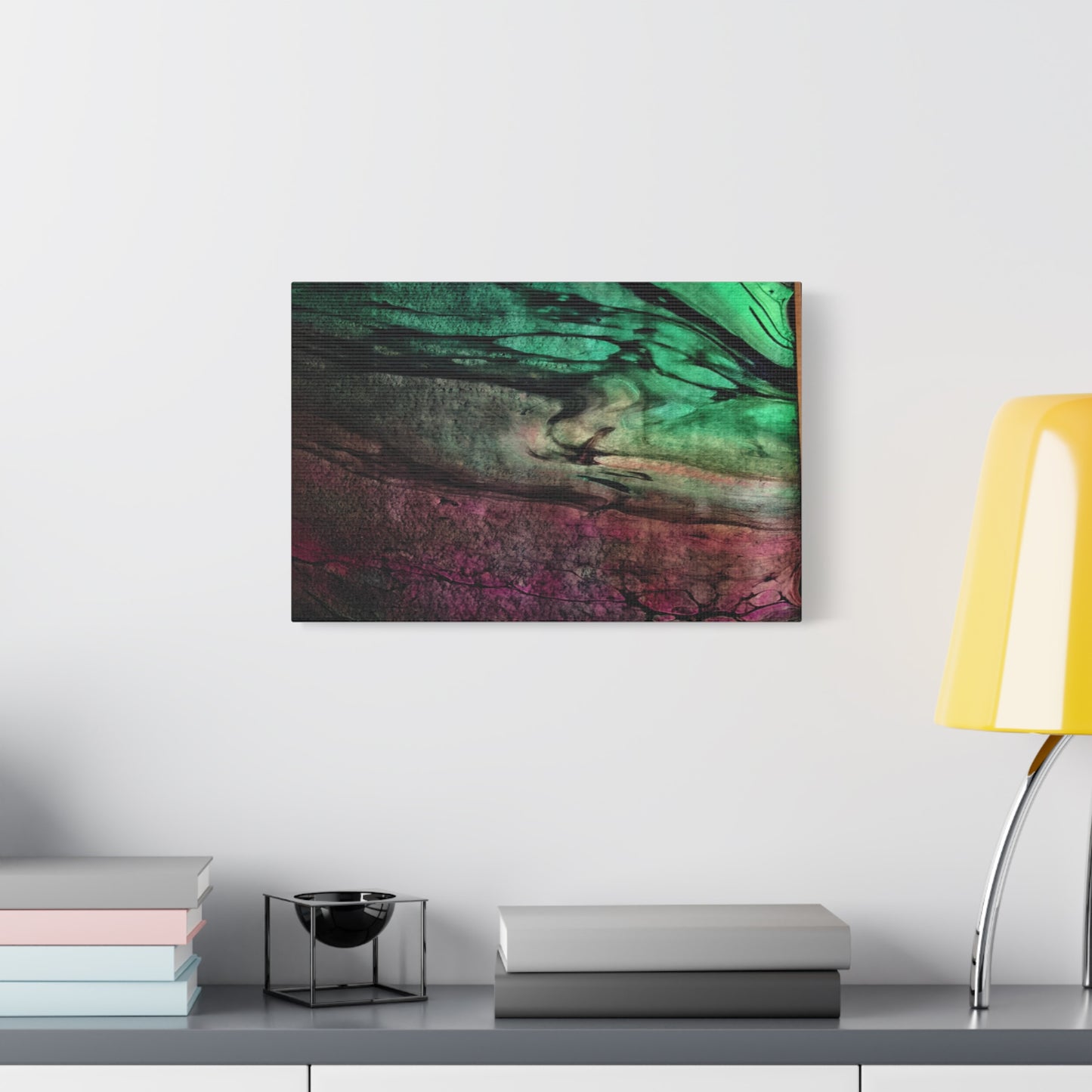 flame tempered pour - Abstract Teal & Magenta Canvas Wall Art — Matte Stretched 1.25"