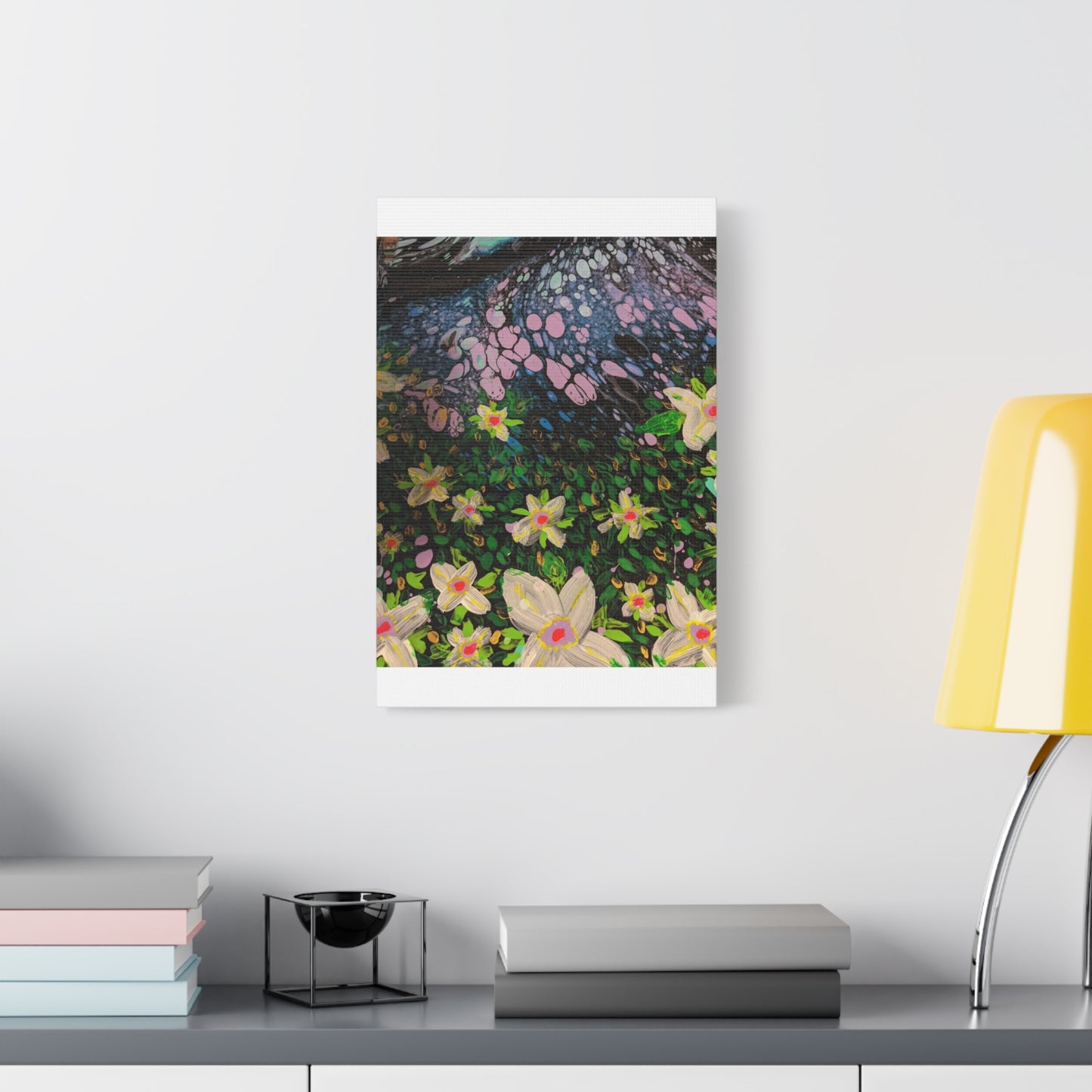 Floetrol&Flowers - Night Pour Garden Matte Canvas Print — Stretched Wall Art