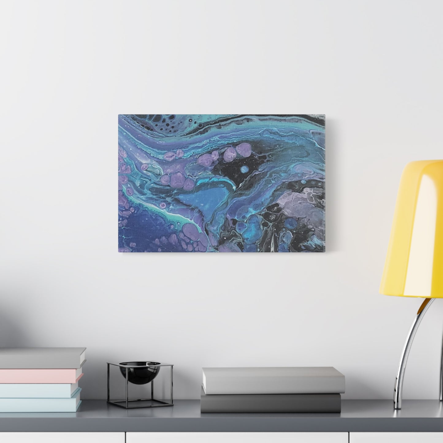Abstract Ocean Wave Matte Canvas Print — Blue & Purple Fluid Art, Stretched 1.25"