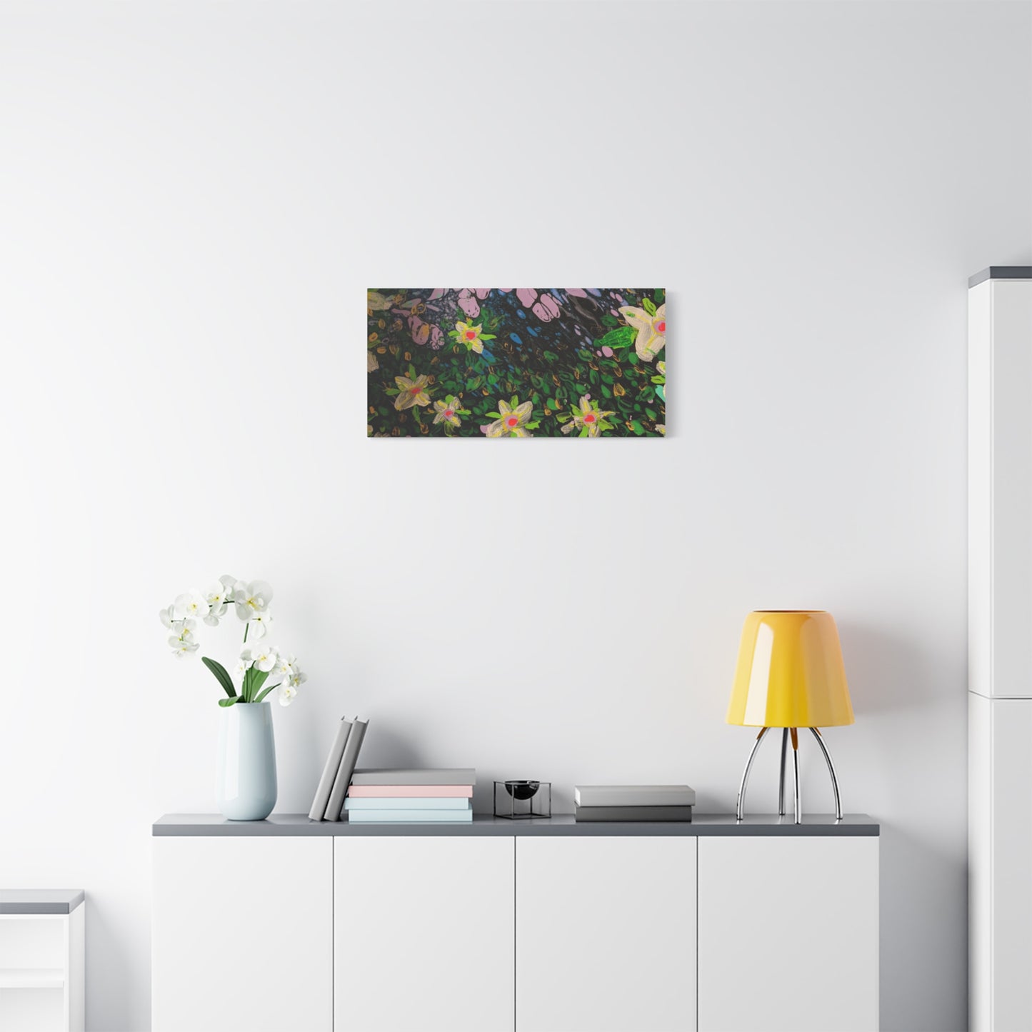 Floetrol&Flowers - Night Pour Garden Matte Canvas Print — Stretched Wall Art