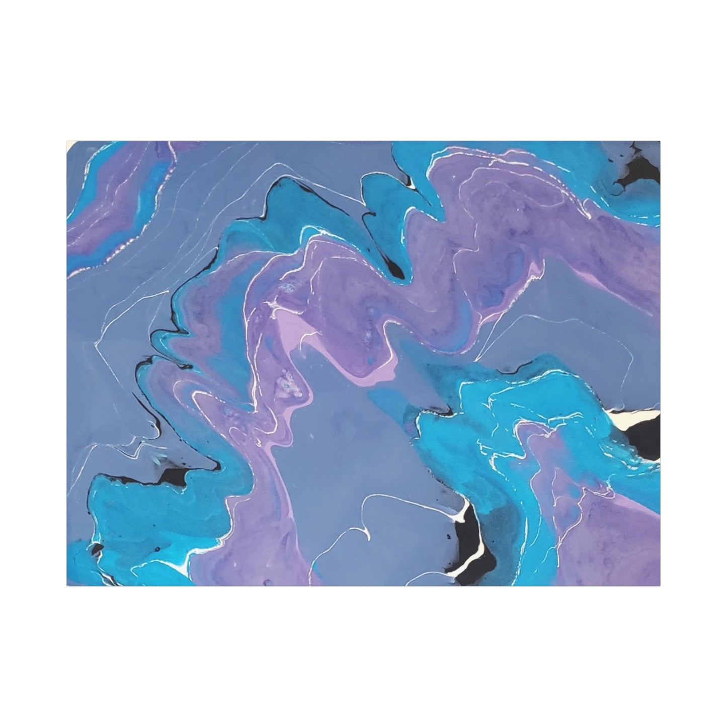 Abstract Blue & Purple Fluid Art Canvas - Matte Stretched Wall Art