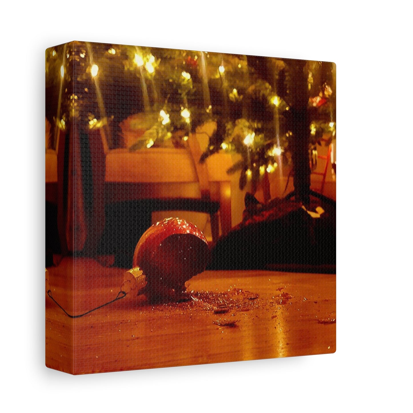 Christmas Tree Ornament Photo Canvas – Cozy Holiday Still Life Wall Art