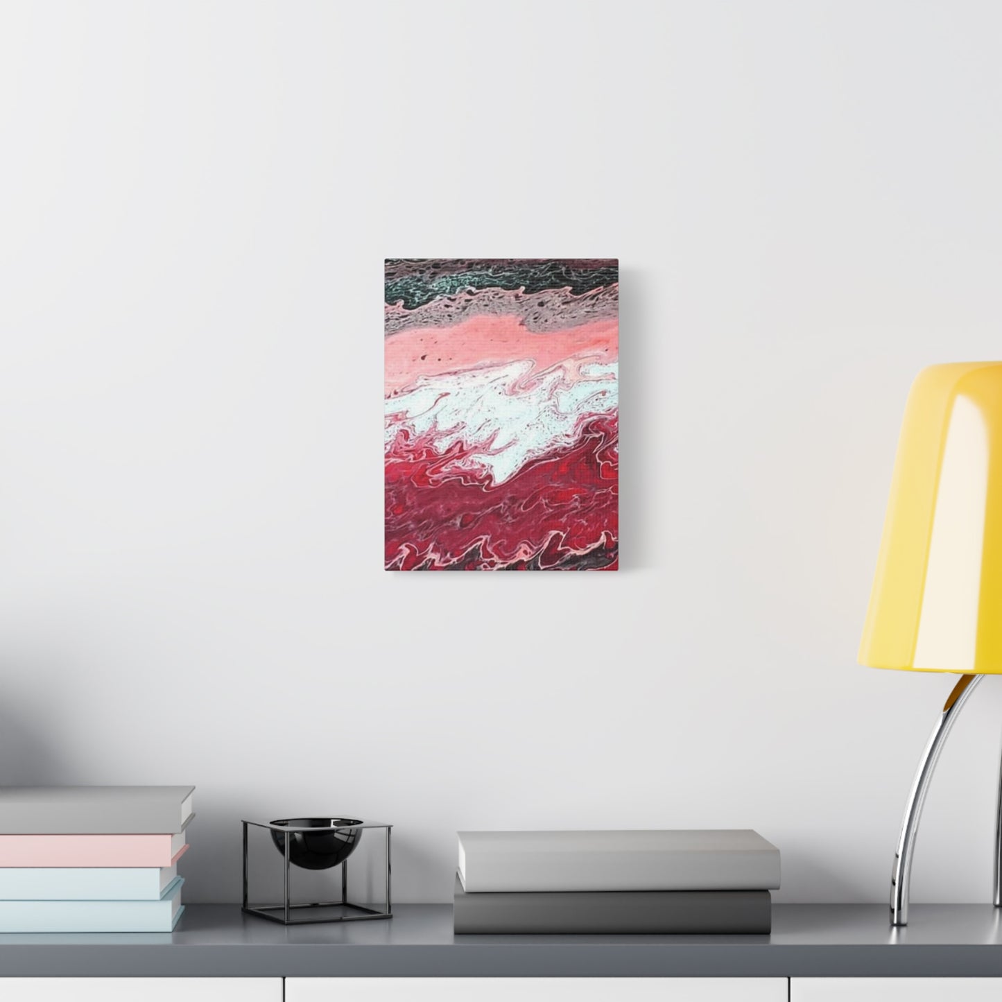 Abstract Pink & Red Fluid Art Canvas — Matte Stretched Wall Art