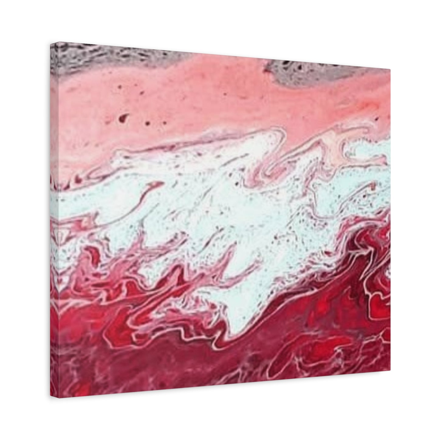 Abstract Pink & Red Fluid Art Canvas — Matte Stretched Wall Art