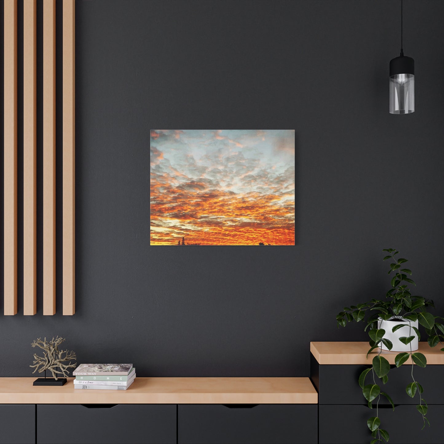 Sunset Sky Canvas Print — Orange Cloudscape Matte Stretched Wall Art