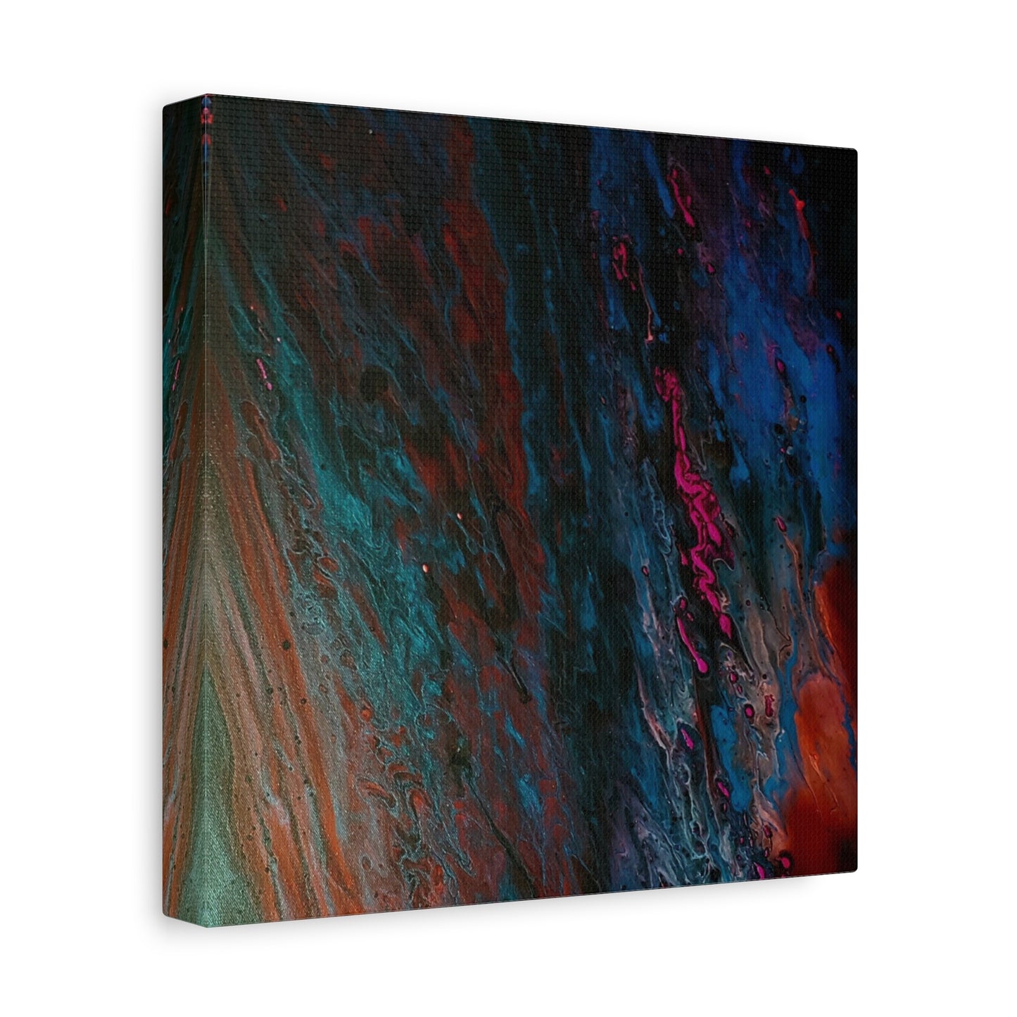 Abstract Fluid Art Canvas Wall Art - Jupiter pour — Vibrant Ocean Night Matte Stretched Canvas