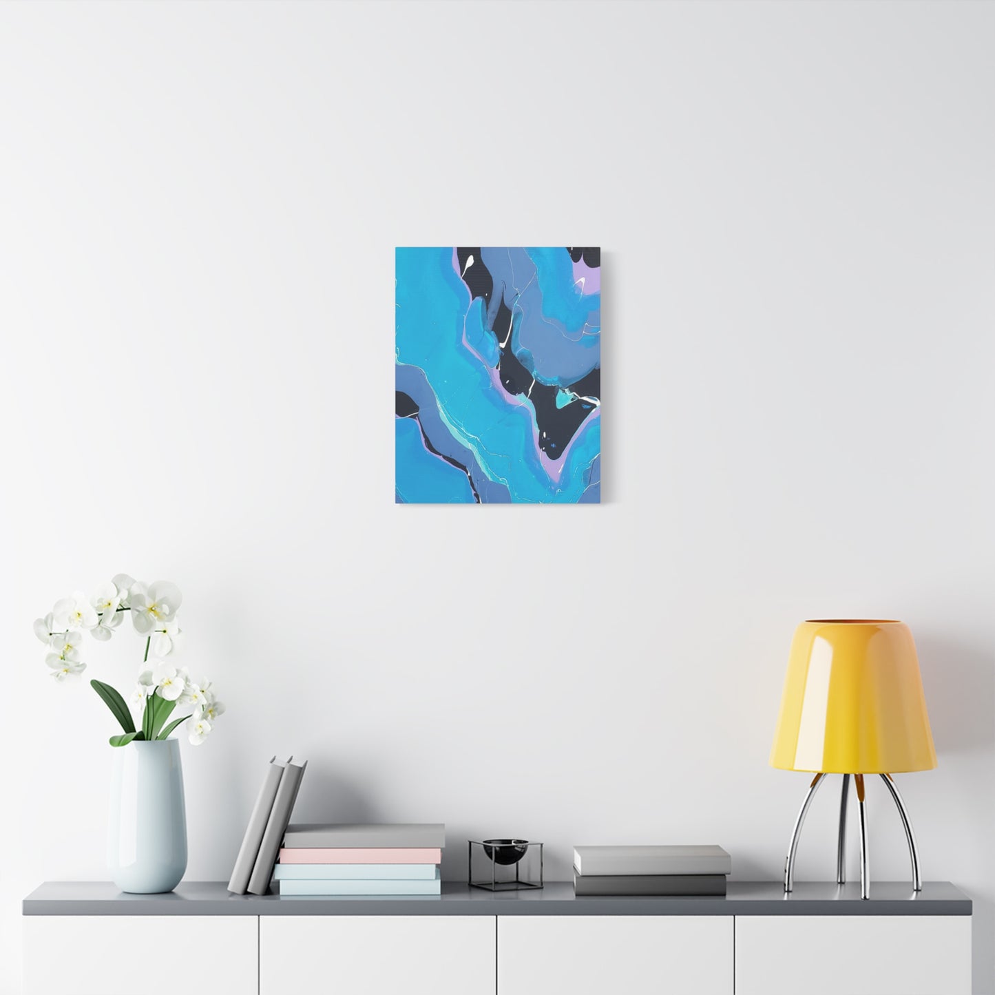 Abstract Blue Fluid Art Canvas Print — Matte Stretched Wall Art 1.25"