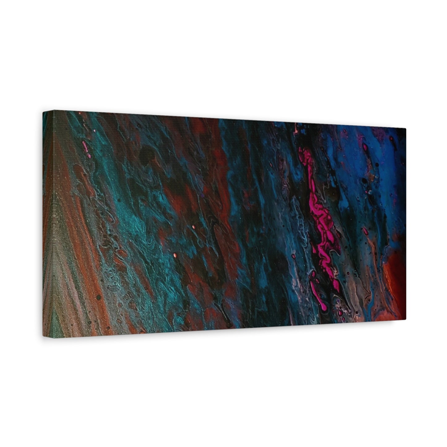 Abstract Fluid Art Canvas Wall Art - Jupiter pour — Vibrant Ocean Night Matte Stretched Canvas