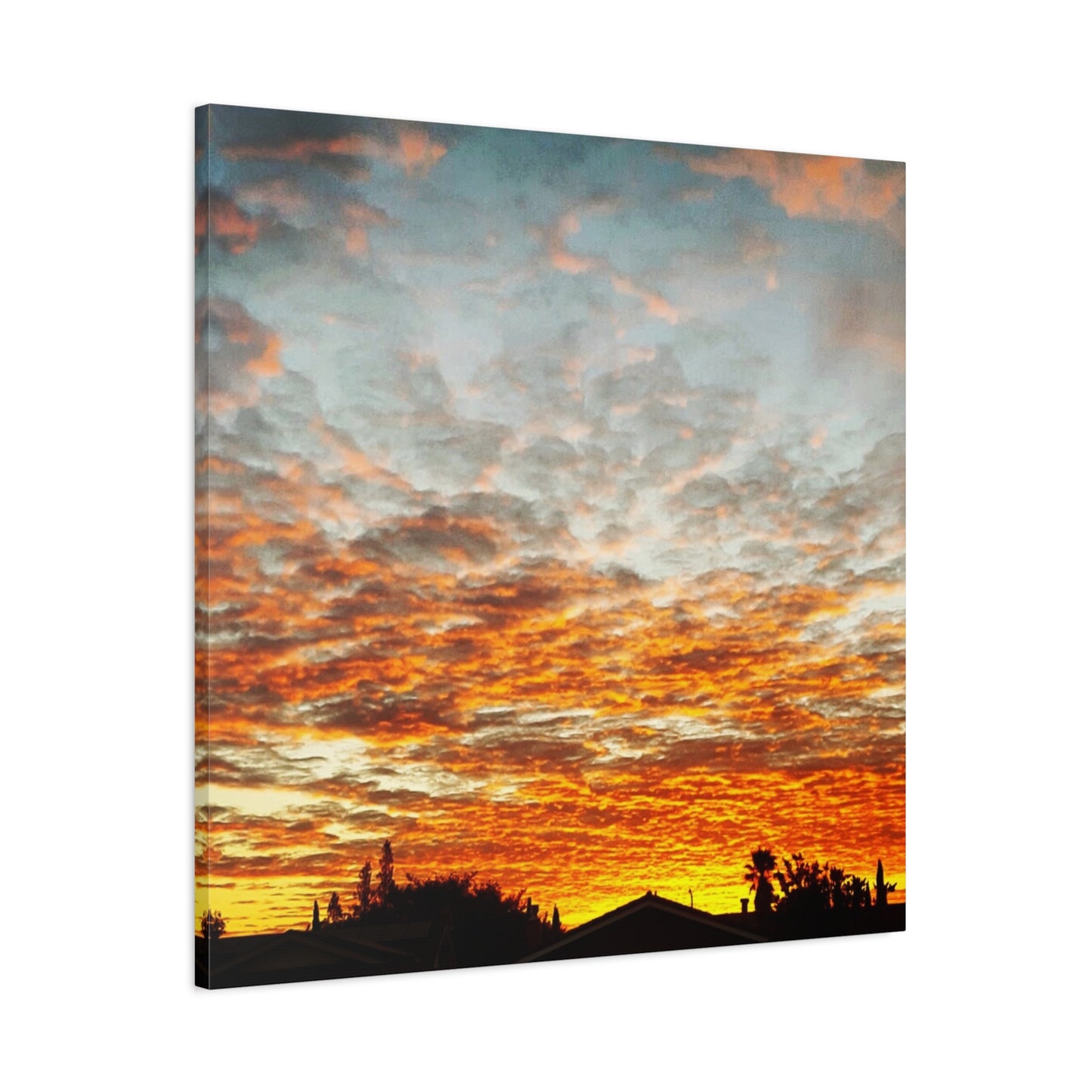 Sunset Sky Canvas Print — Orange Cloudscape Matte Stretched Wall Art