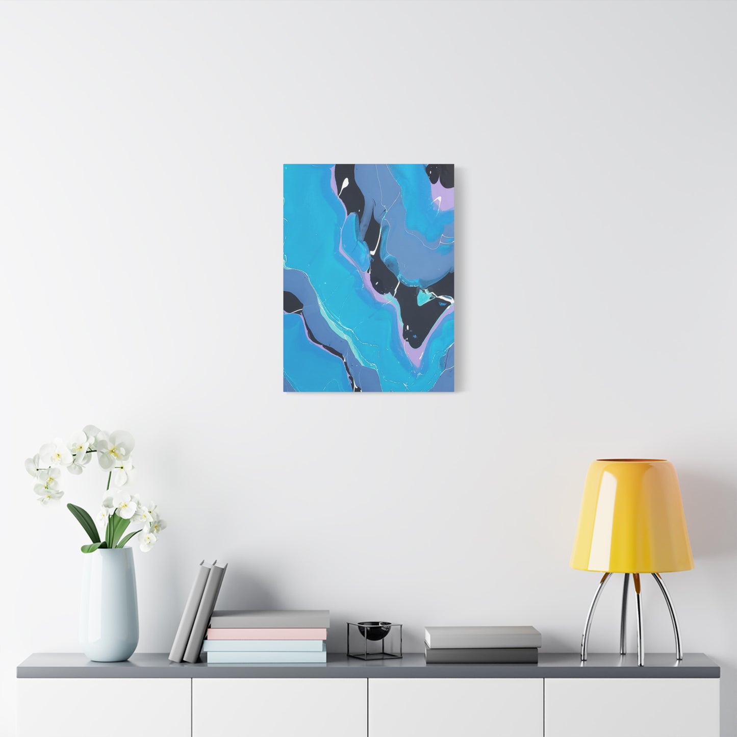 Abstract Blue Fluid Art Canvas Print — Matte Stretched Wall Art 1.25"