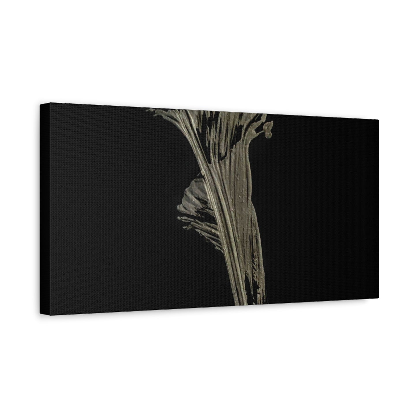 Calla Lilly - Minimalist Botanical Canvas Print — Monochrome Flower Art on Black Matte