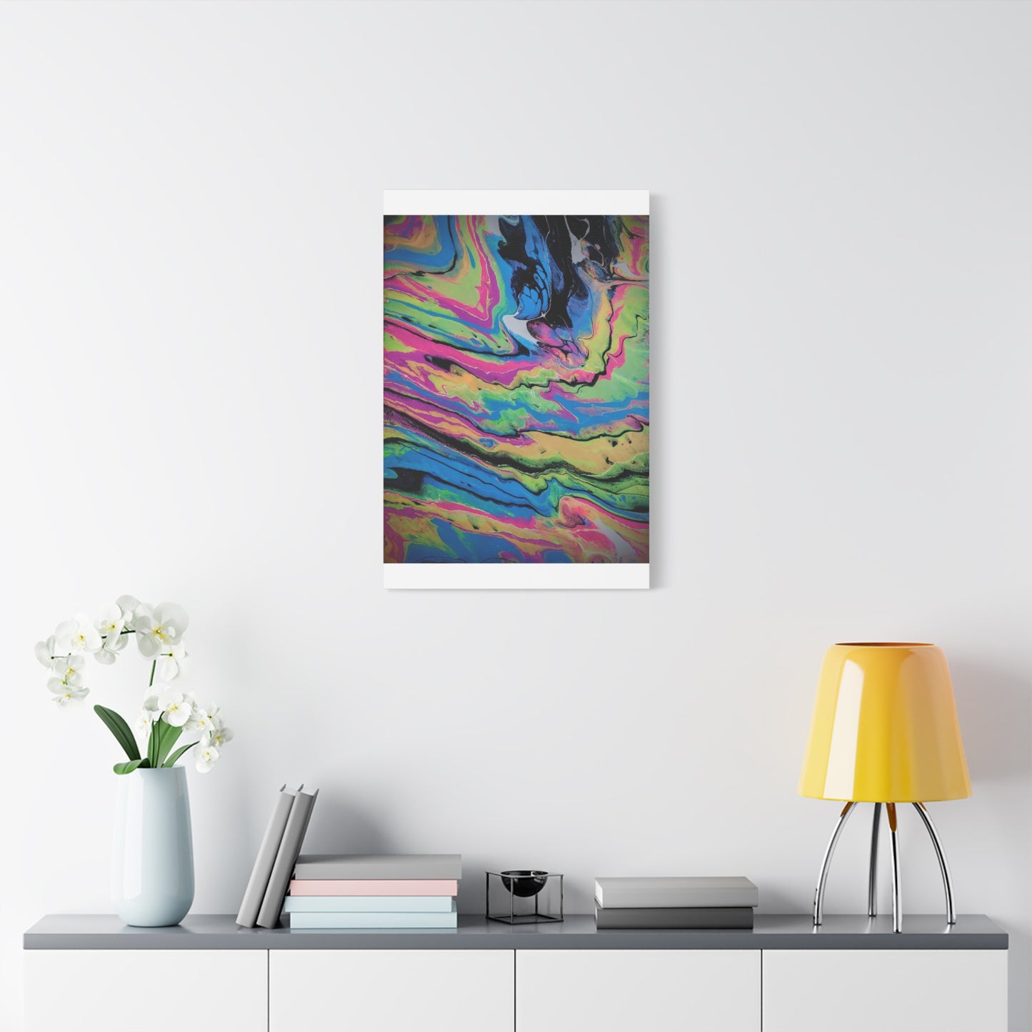 Abstract Neon Fluid Art Canvas Print — Vibrant Psychedelic Wall Decor