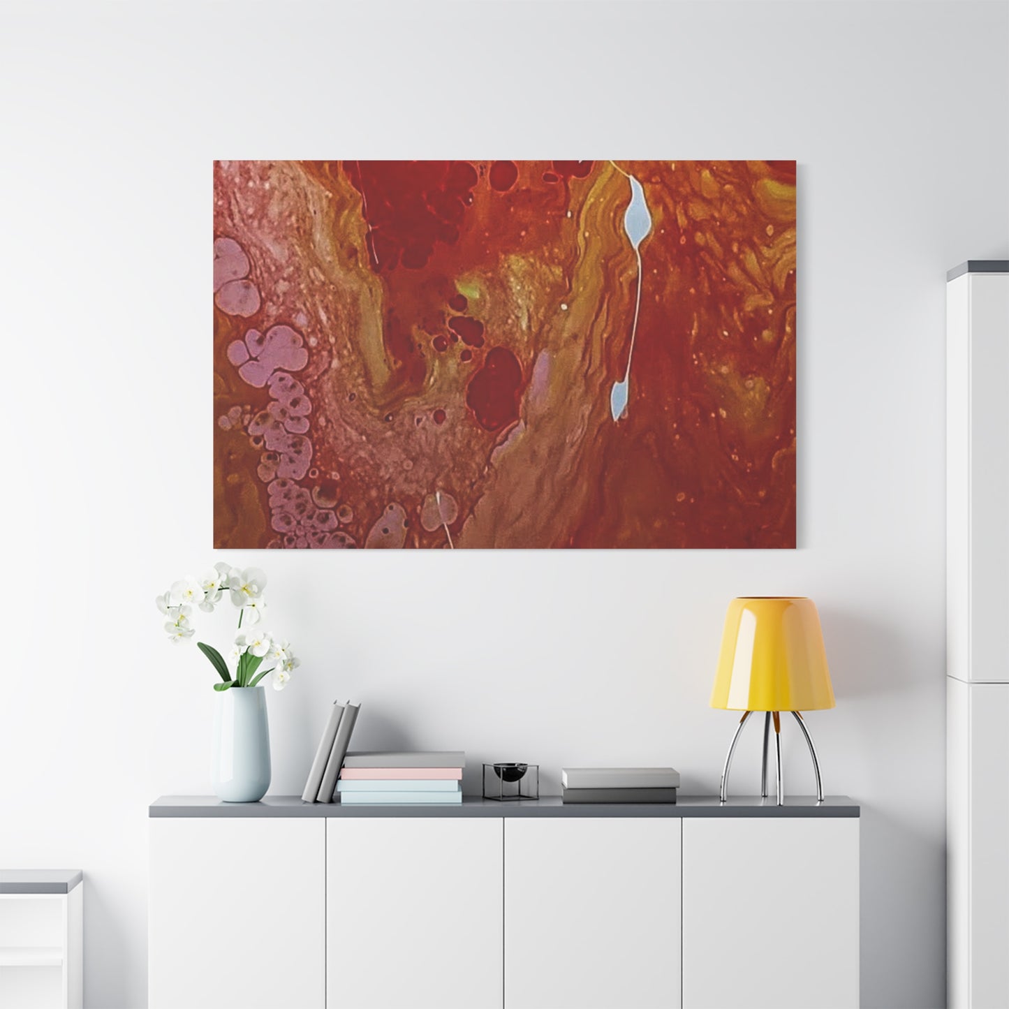 Abstract Red Fluid Art Canvas Print — Matte Stretched Wall Art