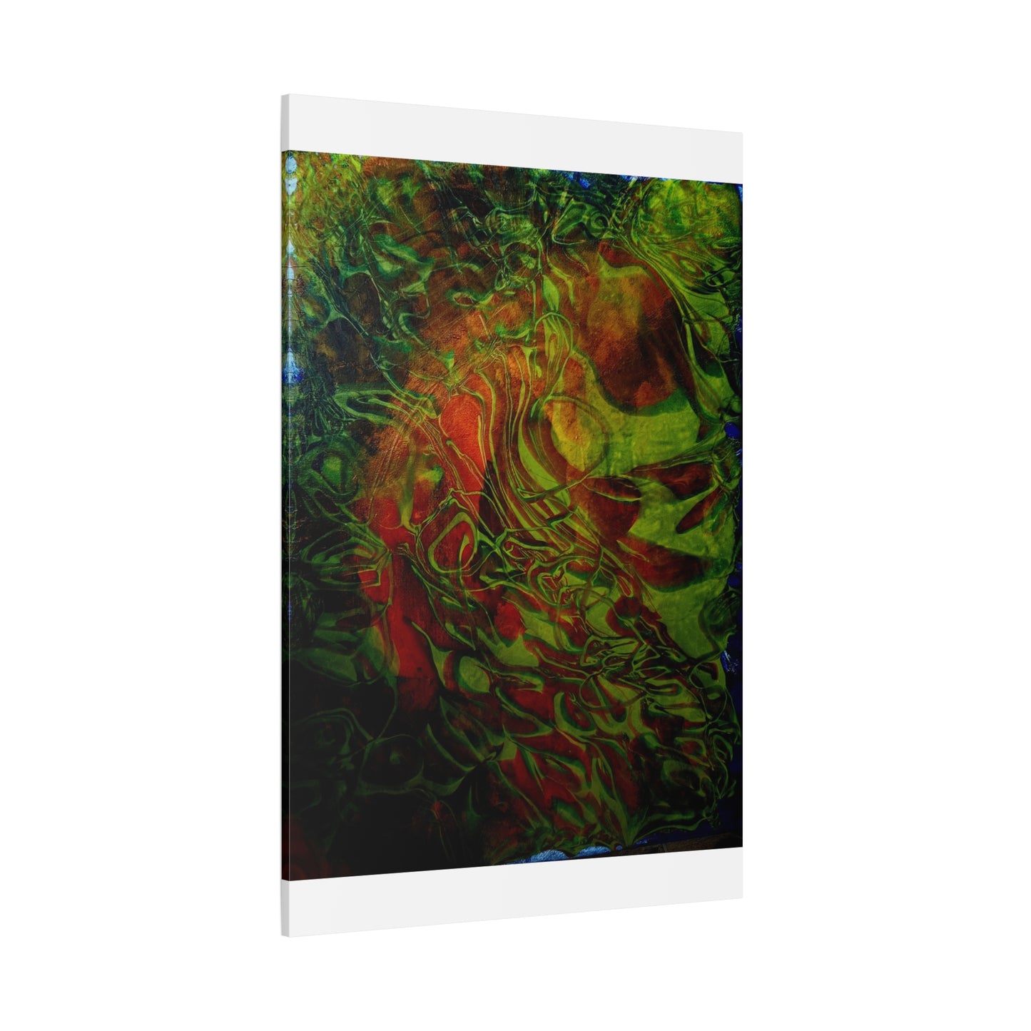 Abstract Green & Red Fluid Art Canvas Print