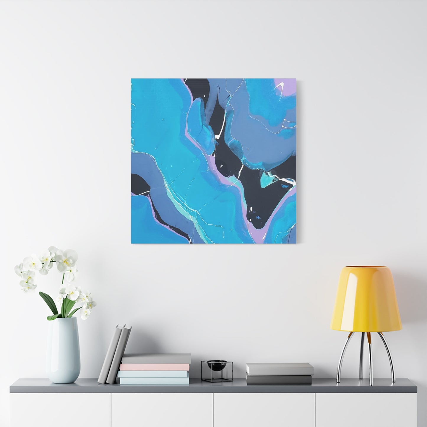Abstract Blue Fluid Art Canvas Print — Matte Stretched Wall Art 1.25"