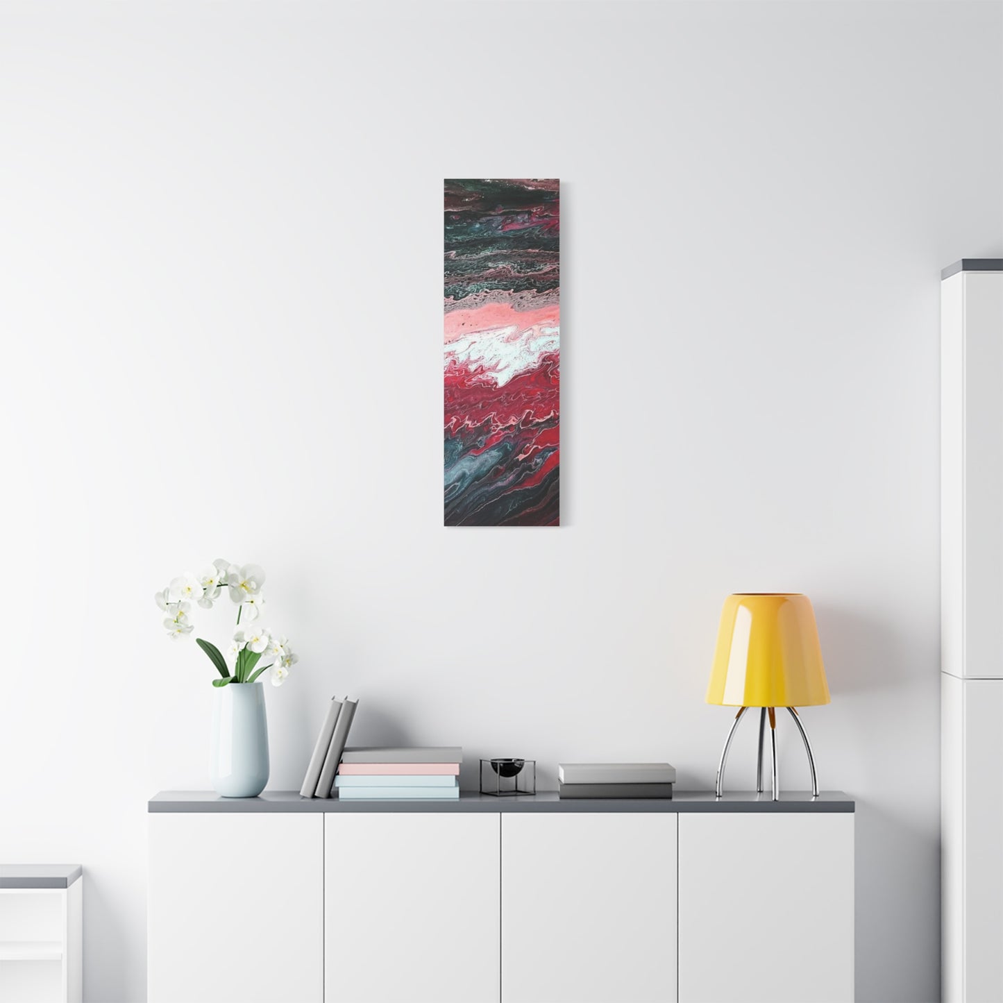 Abstract Pink & Red Fluid Art Canvas — Matte Stretched Wall Art
