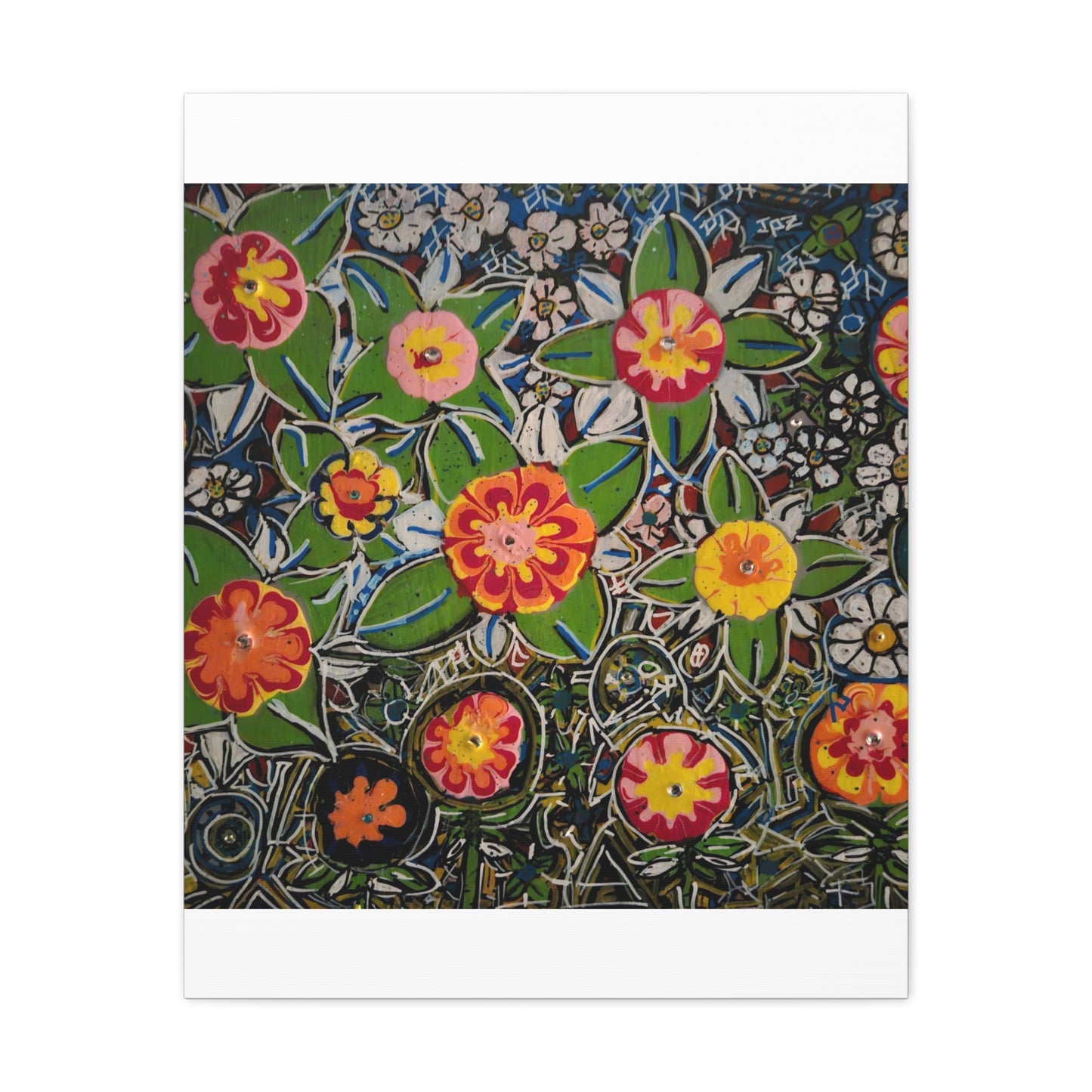 Urban_gardening-04 - Floral Pop Matte Stretched Canvas – Colorful Hand-Painted Garden Wall Art