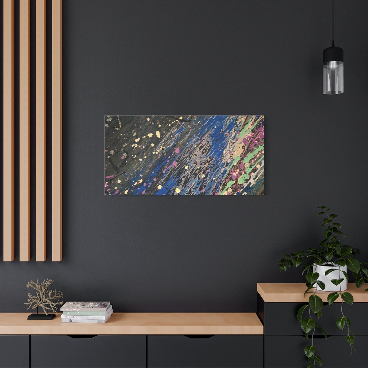 Abstract Splatter Matte Canvas Print — Colorful Fluid Art Wall Decor, Stretched 1.25"