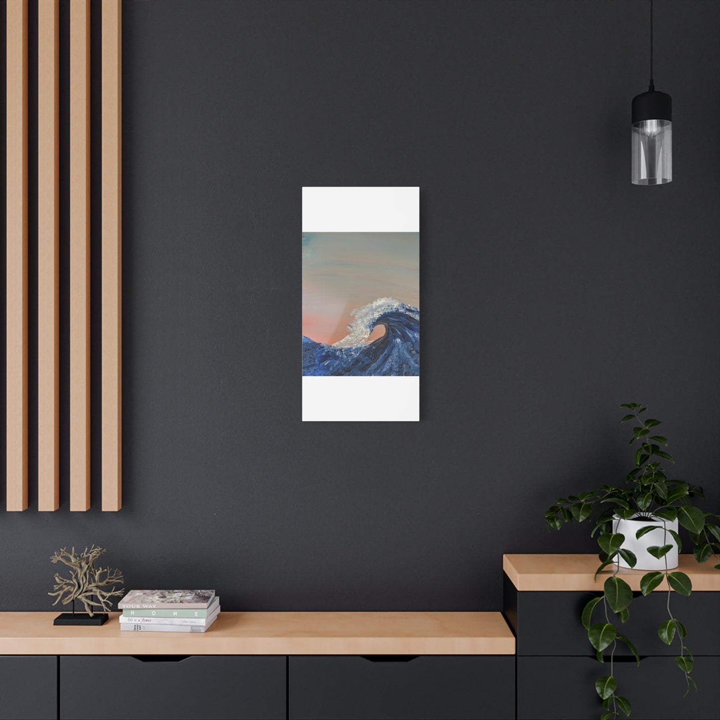California_Coast - Ocean Wave Canvas Art — Blue Wave Seascape Matte Stretched Canvas
