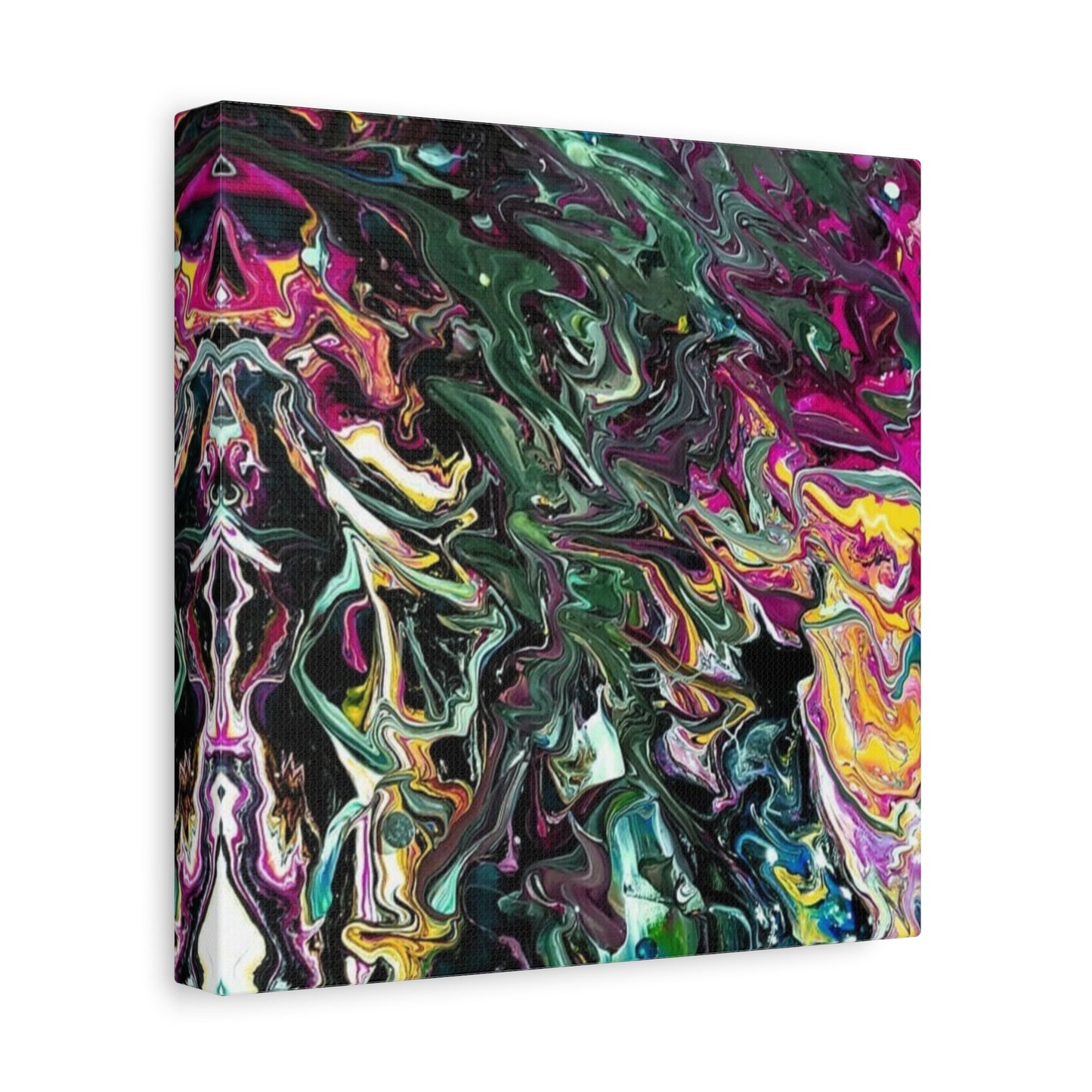 chaos in the garden - Abstract Fluid Art Matte Canvas Print - Colorful Swirl Wall Art