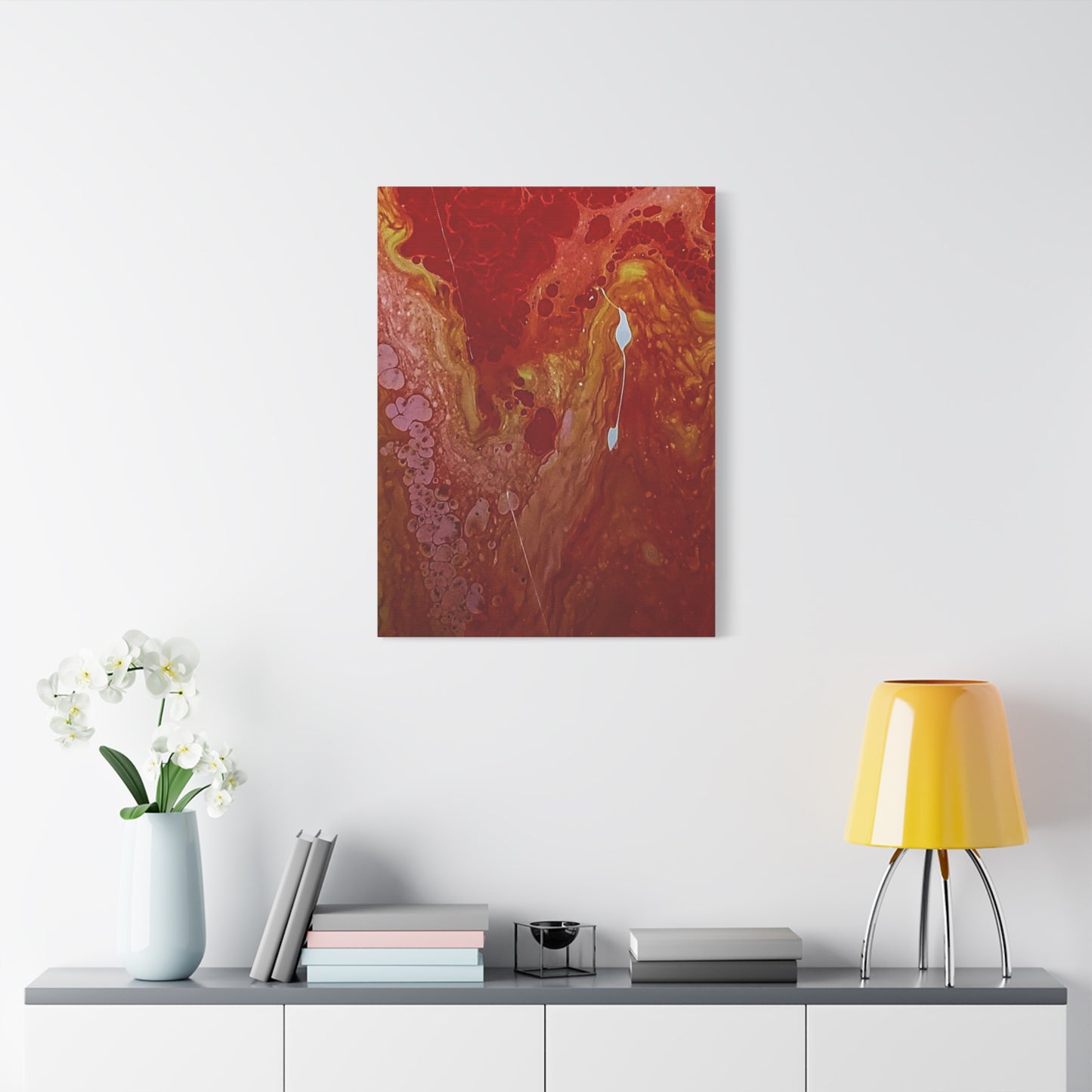 Abstract Red Fluid Art Canvas Print — Matte Stretched Wall Art
