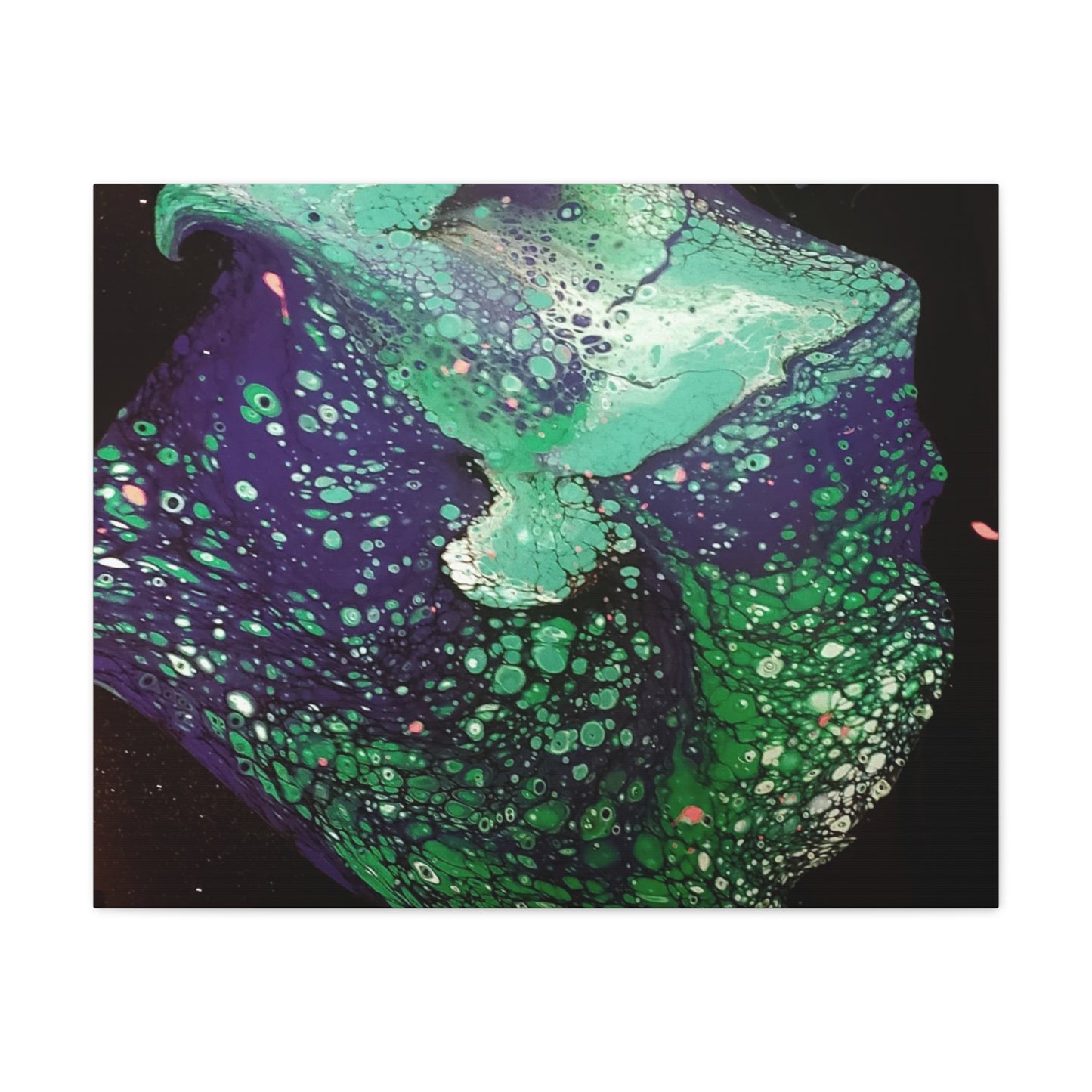 Abstract Green & Teal Fluid Art Canvas Print - Matte Stretched Wall Art