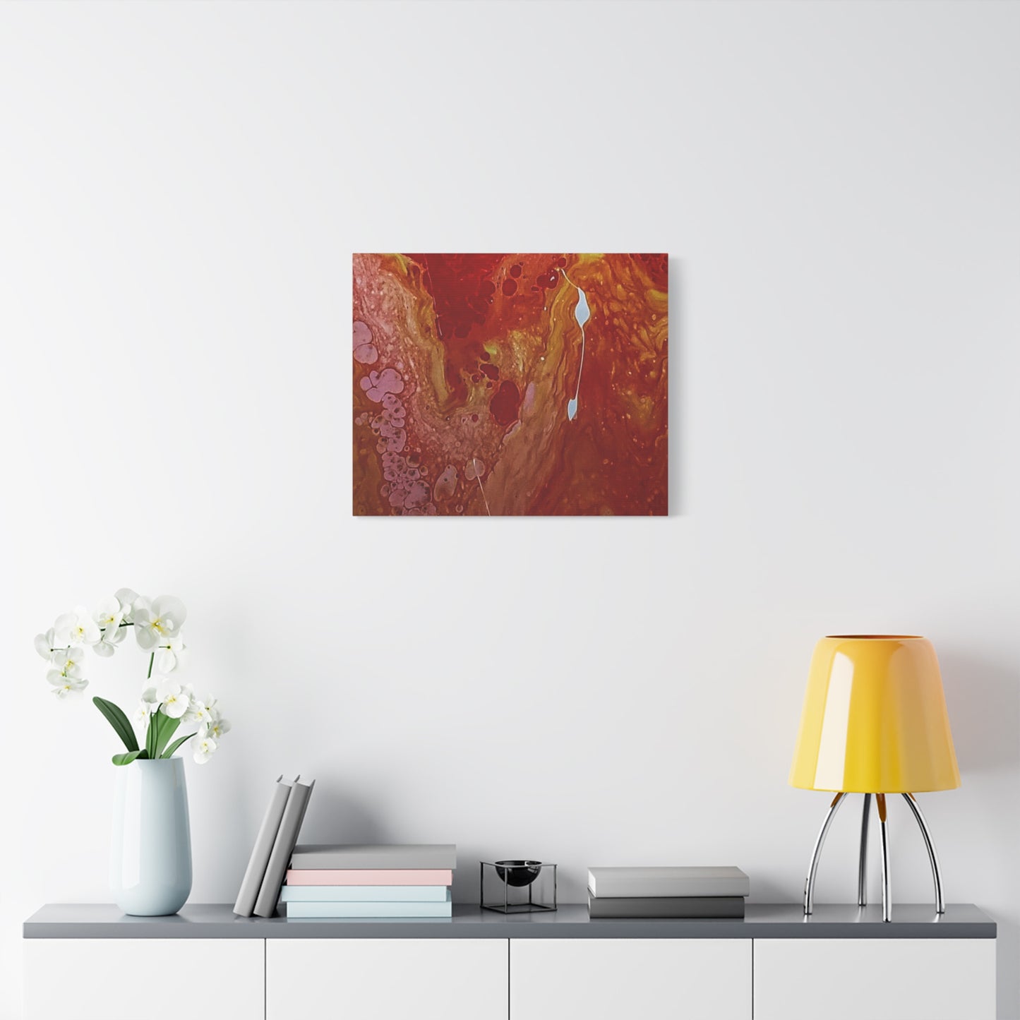 Abstract Red Fluid Art Canvas Print — Matte Stretched Wall Art